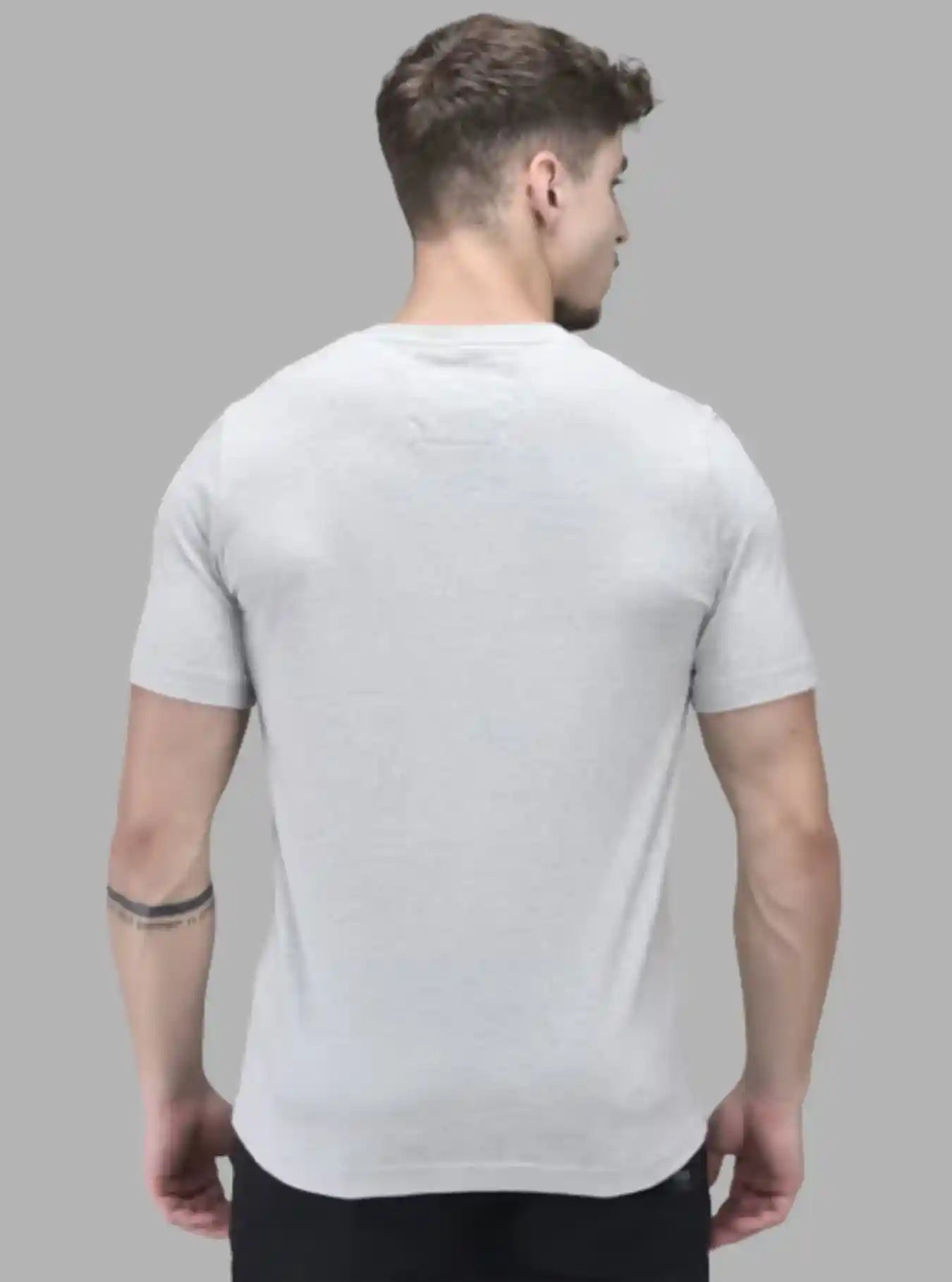 Men’s Grey Melange Vintage Print T-Shirt – Retro Look, Modern Comfort