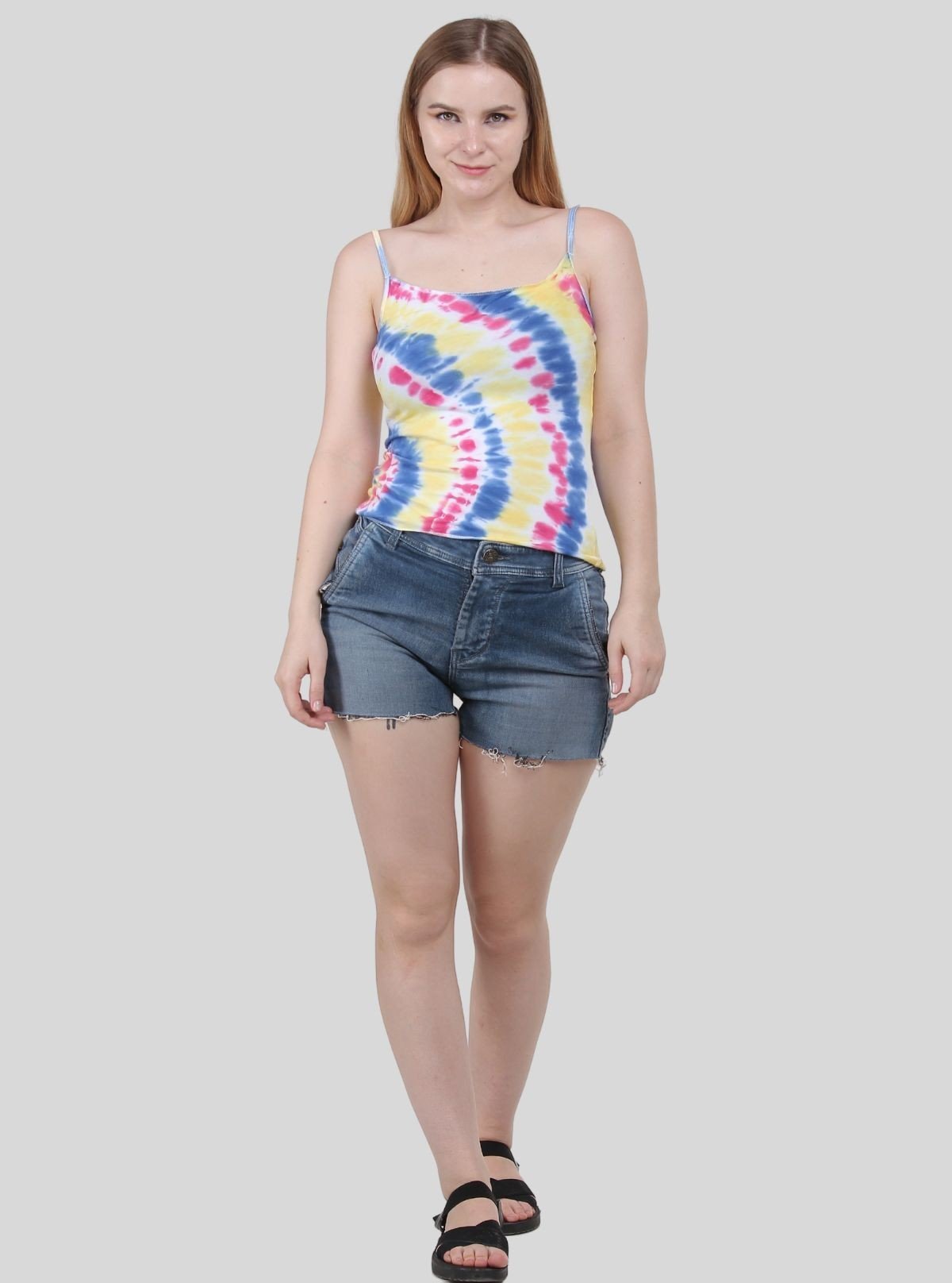 Women Pink Tie - Dye Spaghetti Top - Boer and Fitch