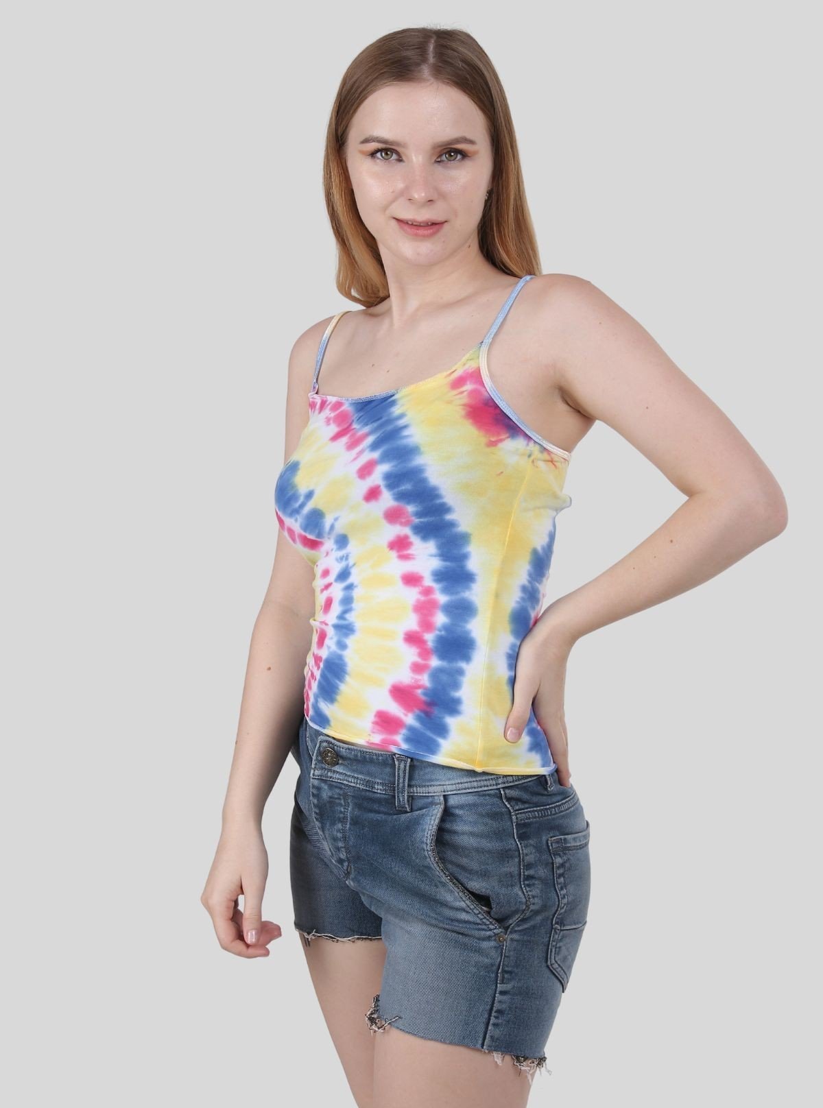 Women Pink Tie - Dye Spaghetti Top - Boer and Fitch