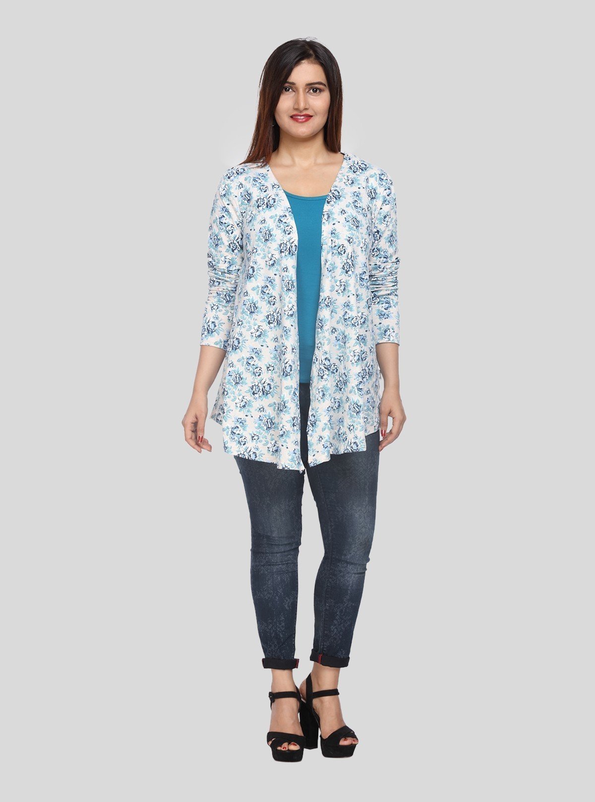 Women's 100% Cotton Blue Floral Cardigan - Boer & Fitch - Boer and Fitch