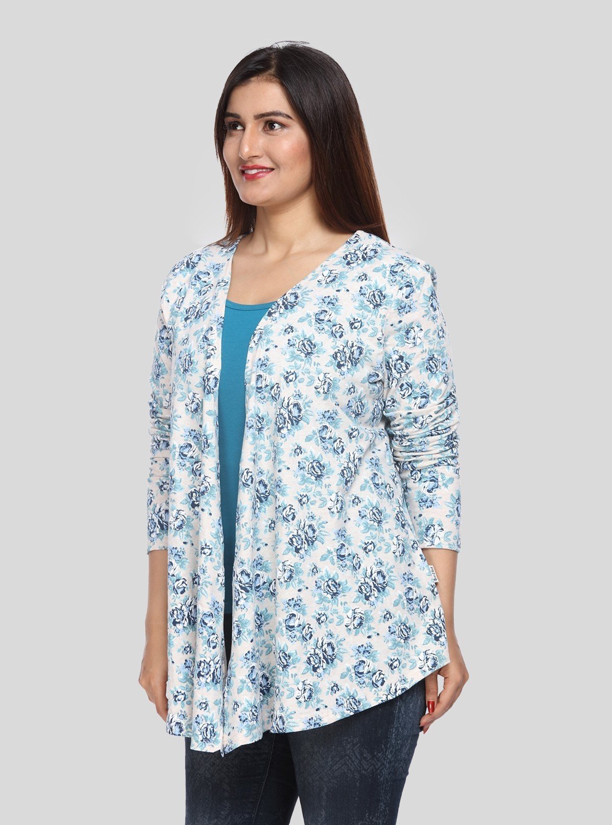 Women's 100% Cotton Blue Floral Cardigan - Boer & Fitch - Boer and Fitch