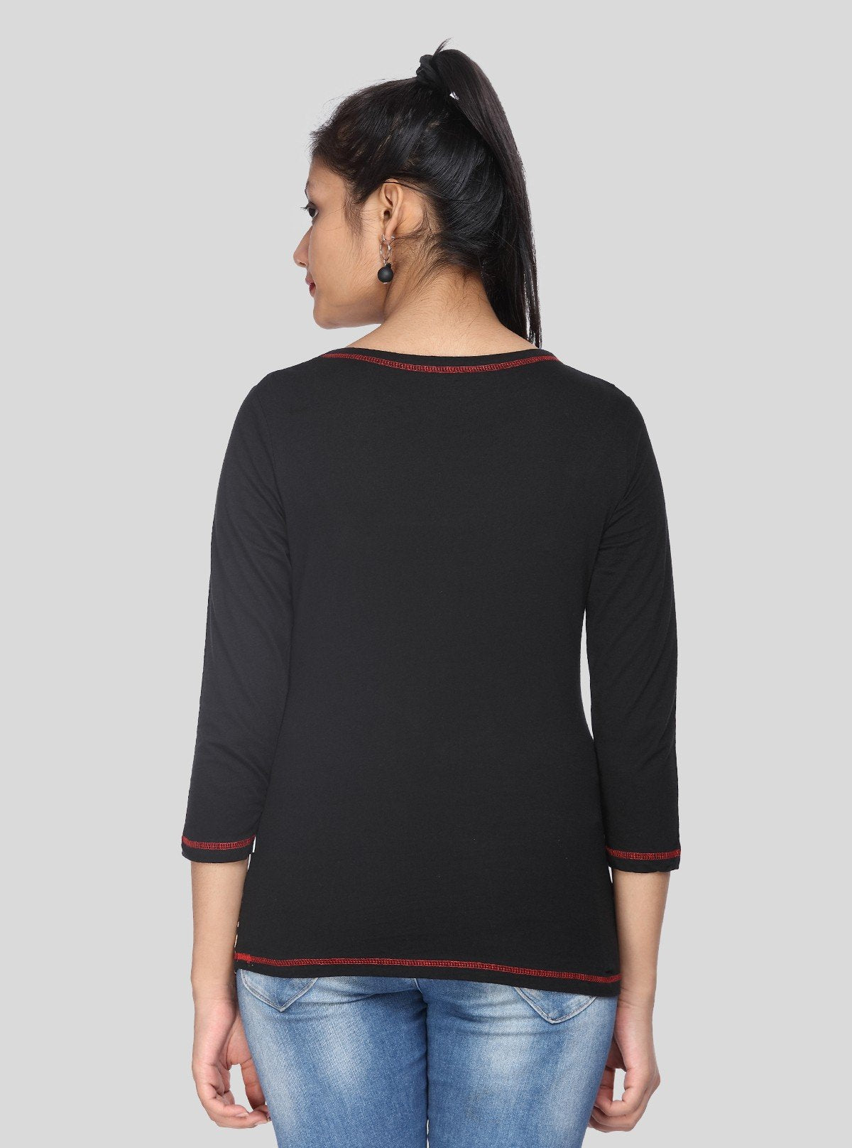 Women’s Animal Print Round Neck Top with 3/4th Sleeves in Cotton Jersey | Boer & Fitch - Boer and Fitch
