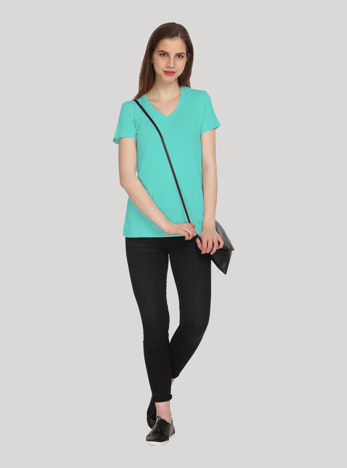 Women’s Aqua Blue V - Neck T-Shirt – Casual & Comfortable | Boer & Fitch - Boer and Fitch
