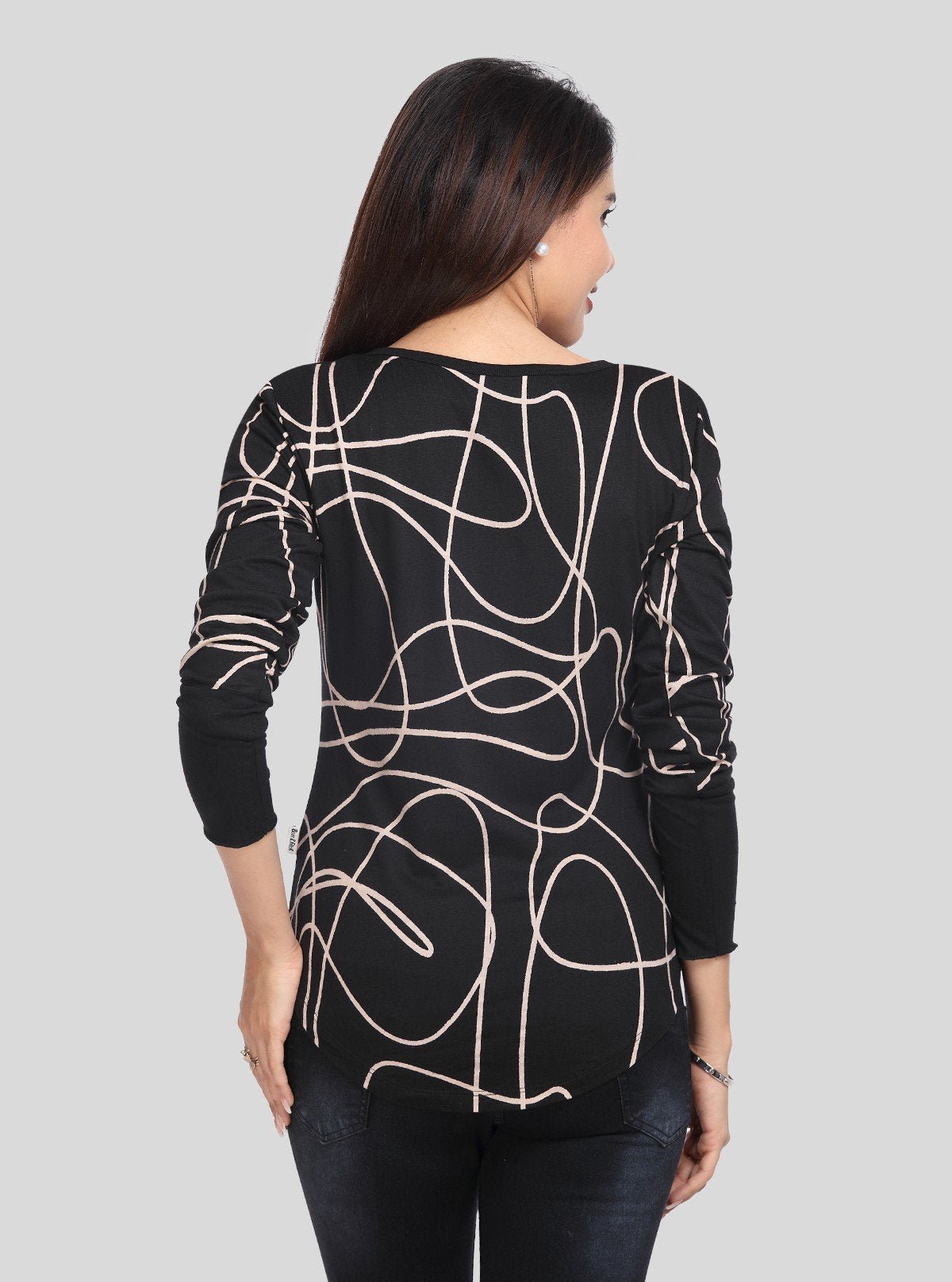 Women's Black Abstract Line Printed Top – Modern Style by Boer & Fitch - Boer and Fitch