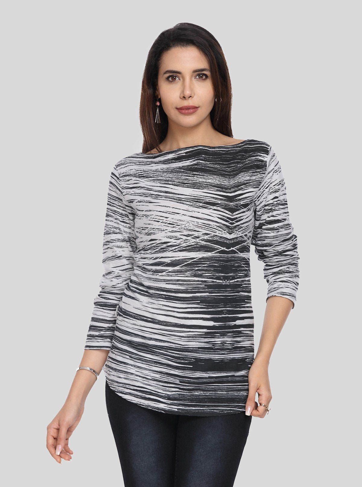 Women's Black and Grey Graphic Print Top – Bold & Artistic Style by Boer & Fitch - Boer and Fitch