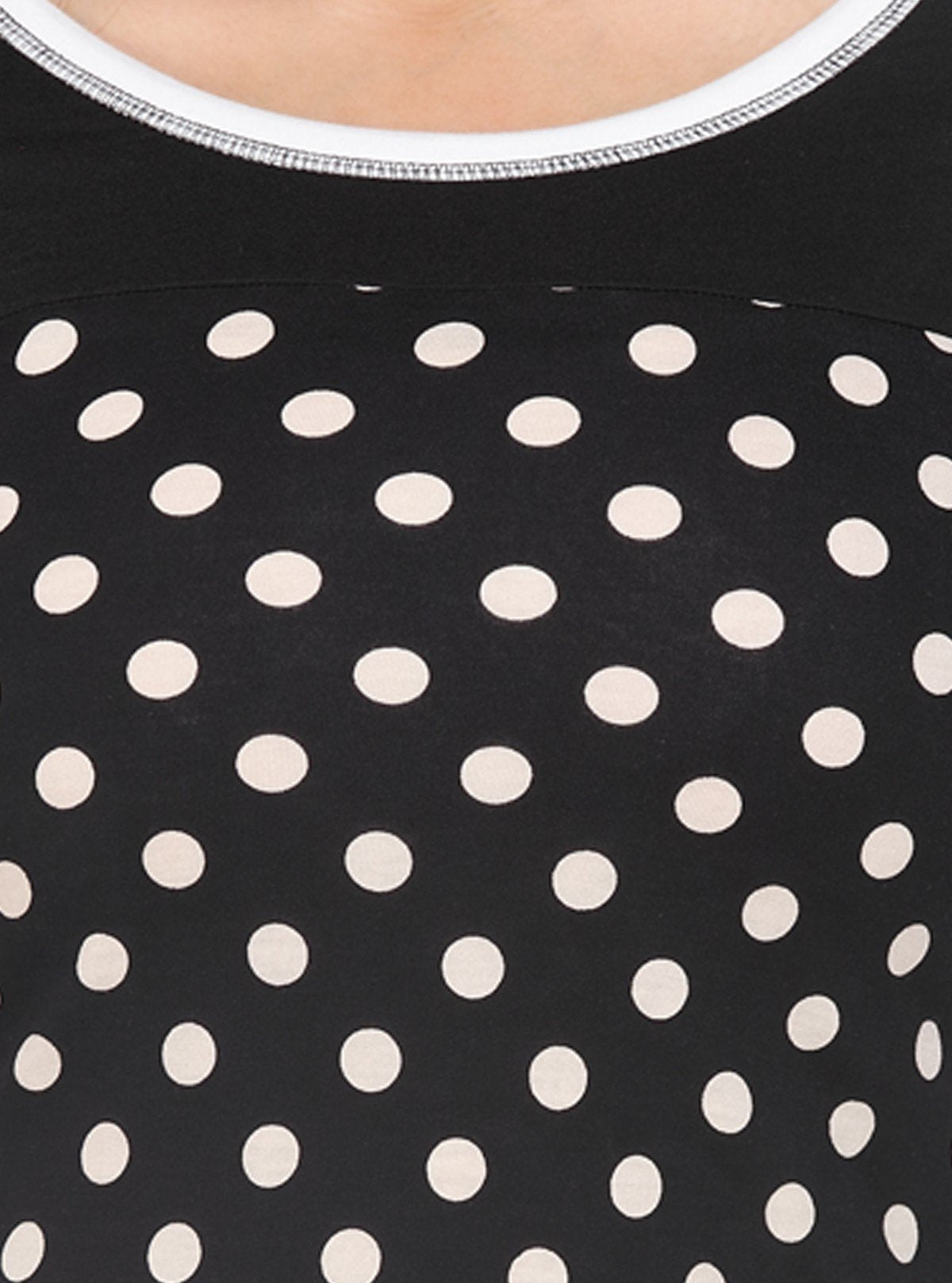 Women's Black Bold Polka Dot Print Long Sleeve Top in Cotton Jersey | Boer & Fitch - Boer and Fitch