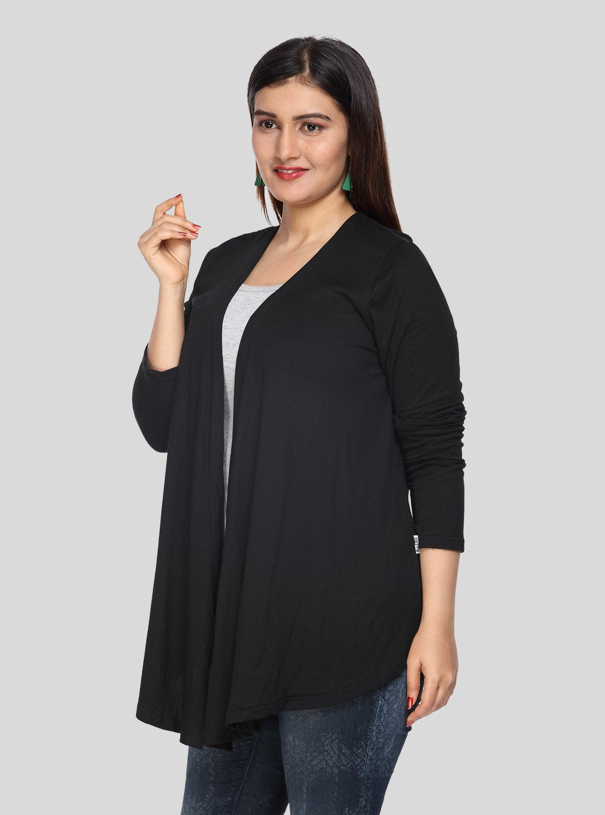 Women's Black Cotton Feather Touch Shrug – Soft, Stylish & Versatile Layer - Boer and Fitch
