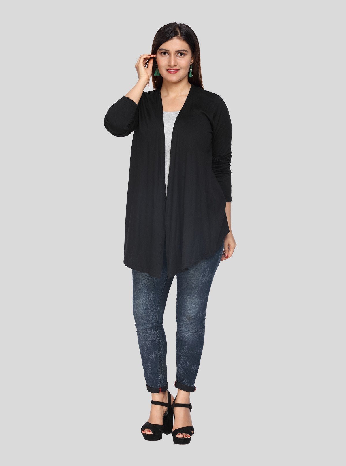 Women's Black Cotton Feather Touch Shrug – Soft, Stylish & Versatile Layer - Boer and Fitch