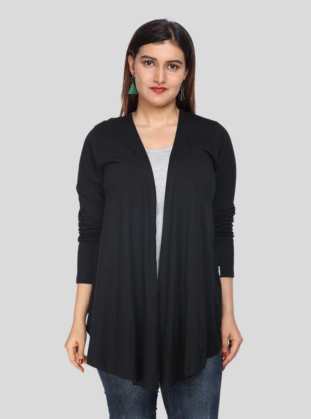 Women's Black Cotton Feather Touch Shrug – Soft, Stylish & Versatile Layer - Boer and Fitch