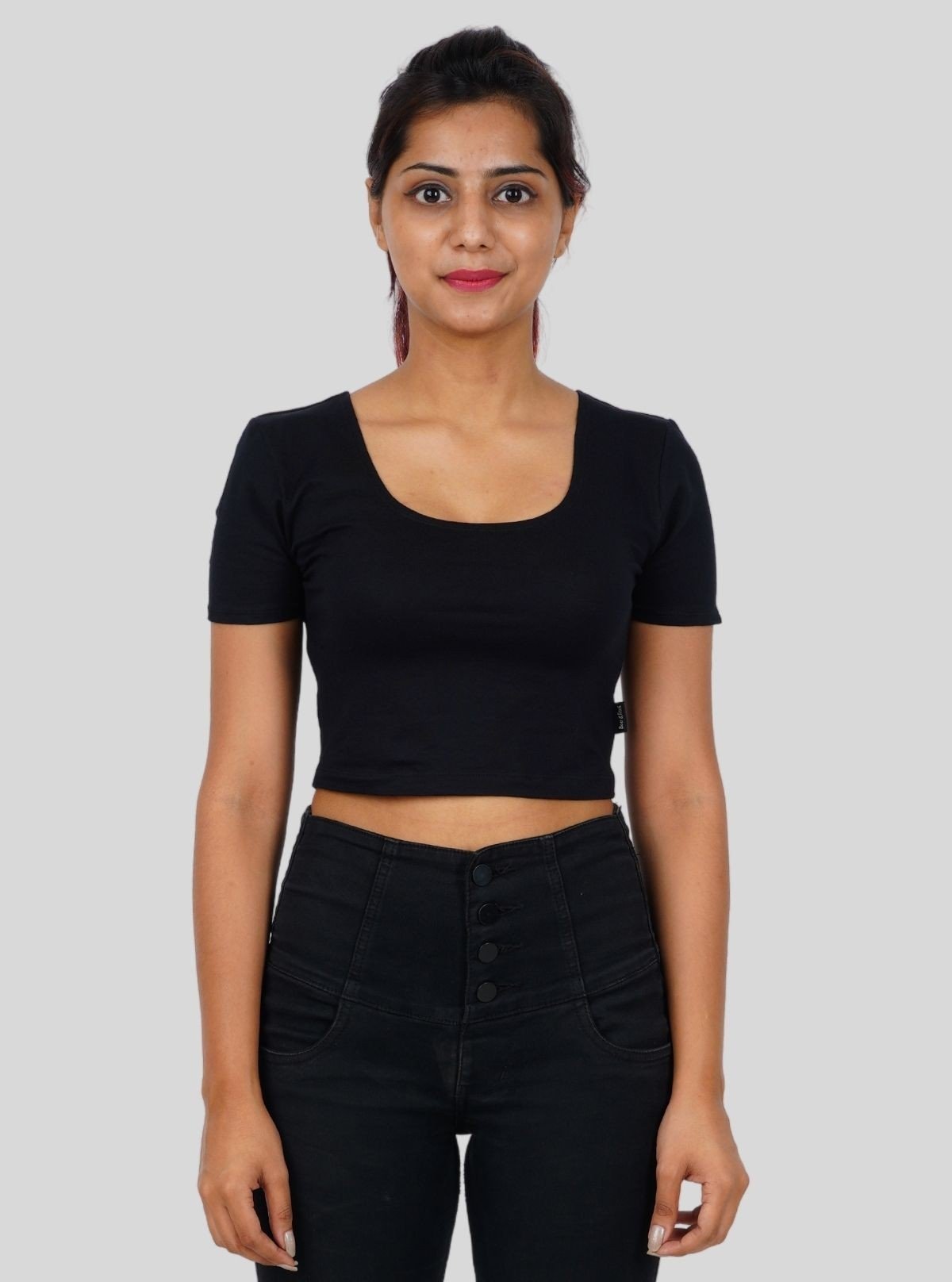 Women's Black Cotton Jersey Crop Top – Sleek & Stretchable Staple - Boer and Fitch