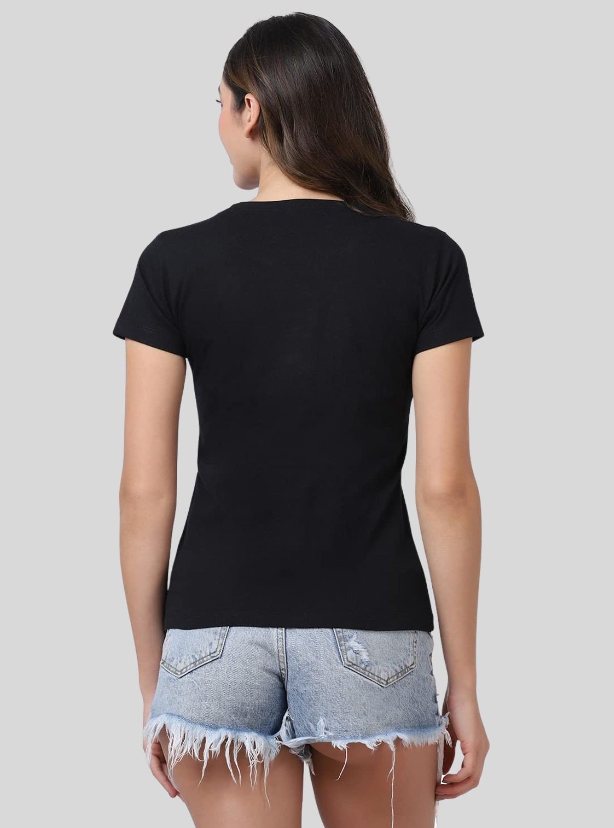 Women's Black Crew Neck "Bloom with Grace" Print Cotton Jersey Short Sleeve T-Shirt by Boer and Fitch - Boer and Fitch