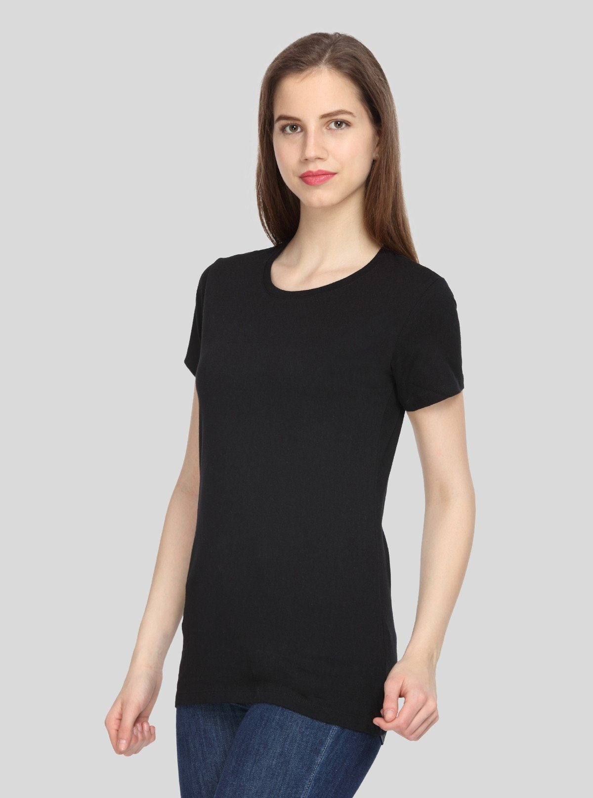 Women's Black Crew Neck Cotton Jersey Short Sleeve T-Shirt by Boer and Fitch - Boer and Fitch