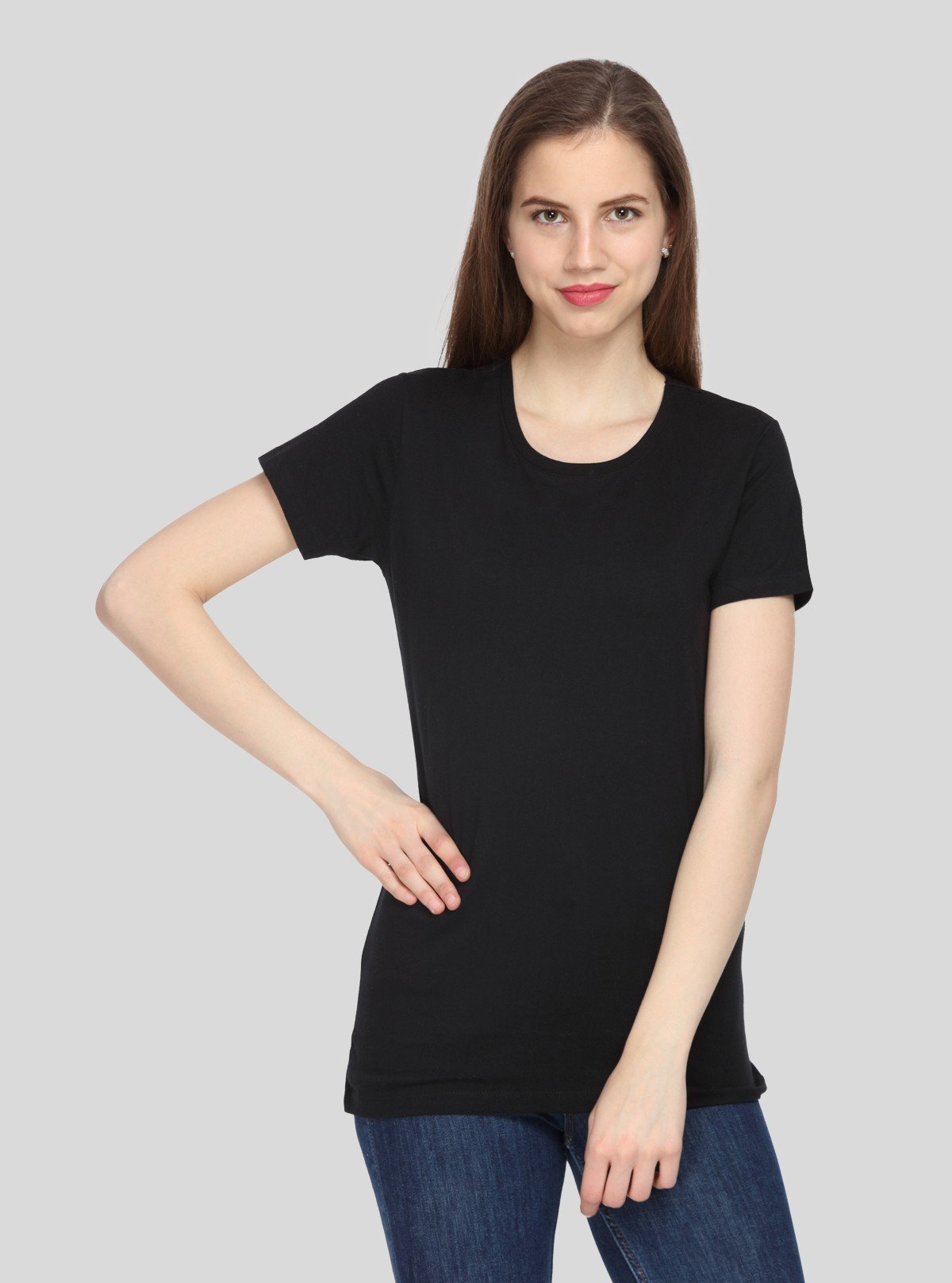 Women's Black Crew Neck Cotton Jersey Short Sleeve T-Shirt by Boer and Fitch - Boer and Fitch