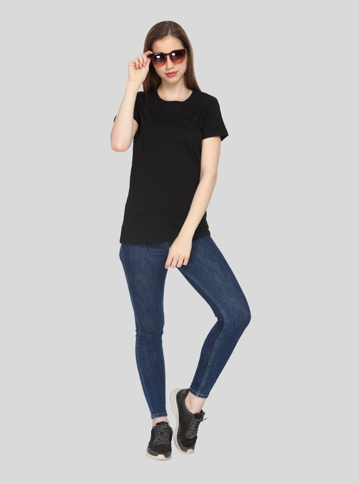 Women's Black Crew Neck Cotton Jersey Short Sleeve T-Shirt by Boer and Fitch - Boer and Fitch