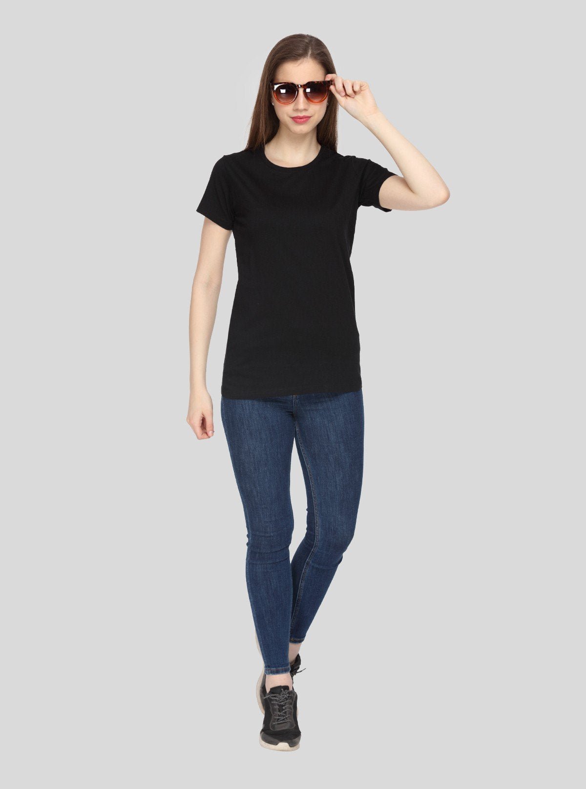 Women's Black Crew Neck Cotton Jersey Short Sleeve T-Shirt by Boer and Fitch - Boer and Fitch