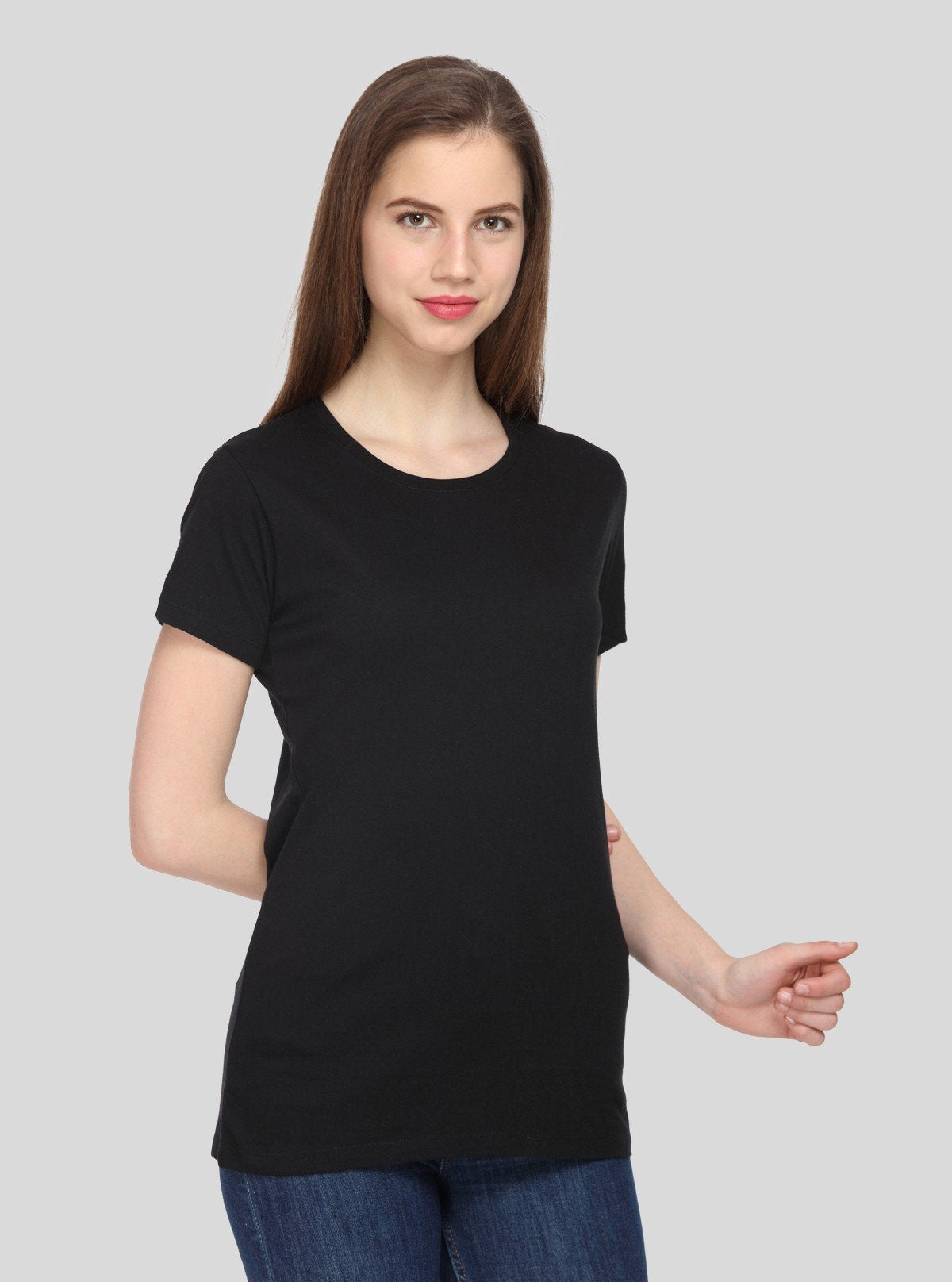 Women's Black Crew Neck Cotton Jersey Short Sleeve T-Shirt by Boer and Fitch - Boer and Fitch