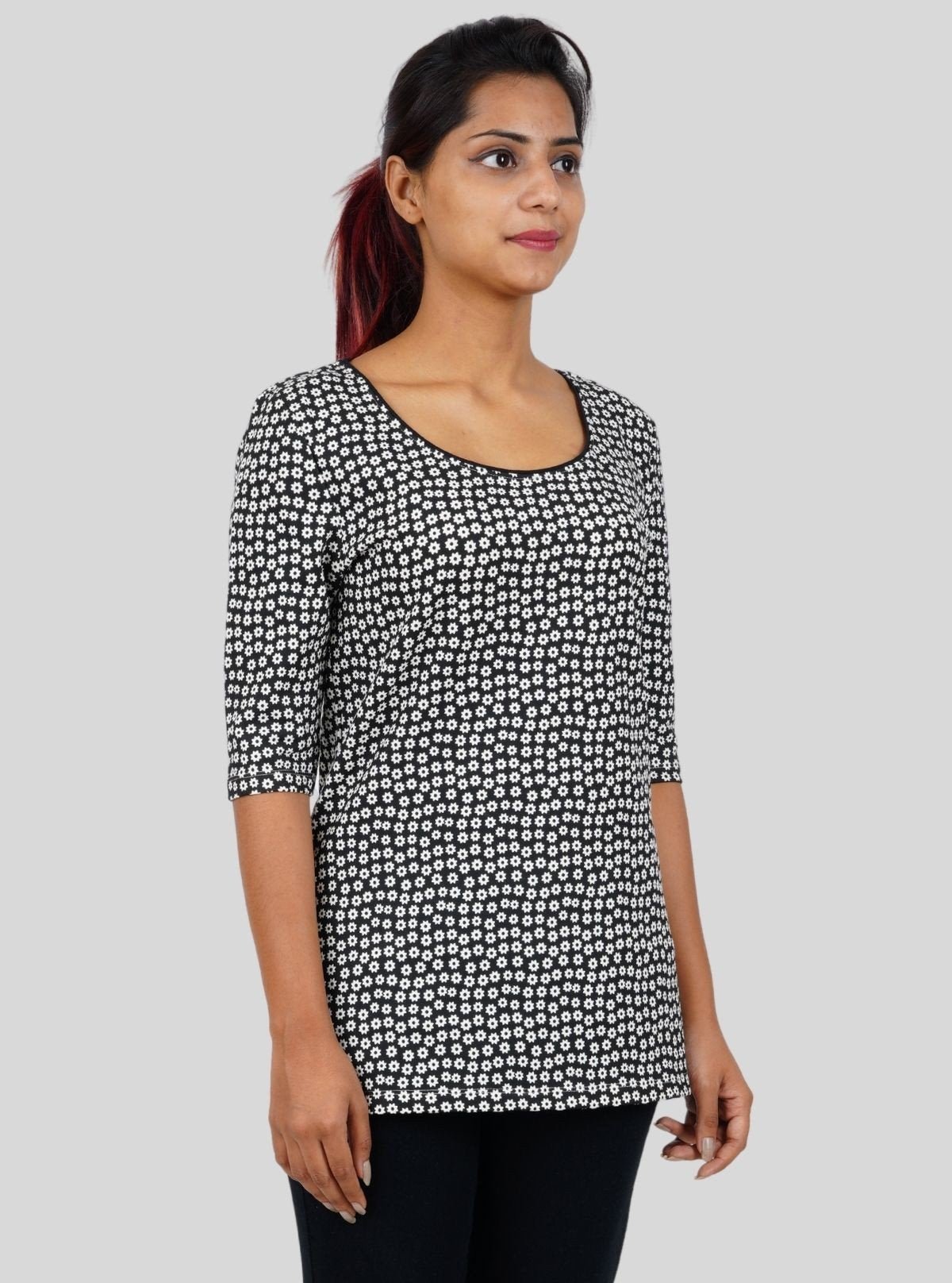Women's Black Fine Printed Top – Subtle Elegance Meets Everyday Style - Boer and Fitch