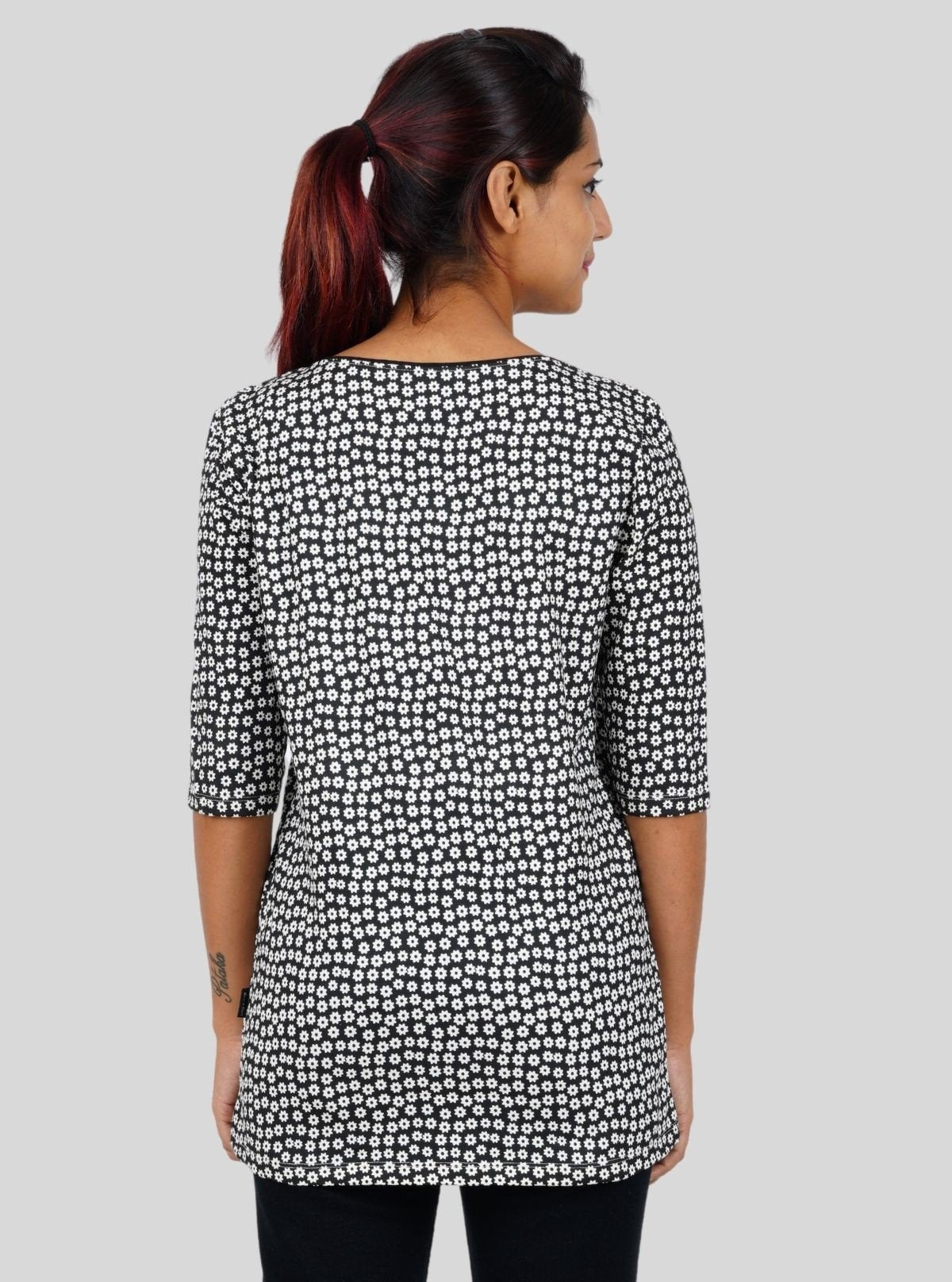 Women's Black Fine Printed Top – Subtle Elegance Meets Everyday Style - Boer and Fitch