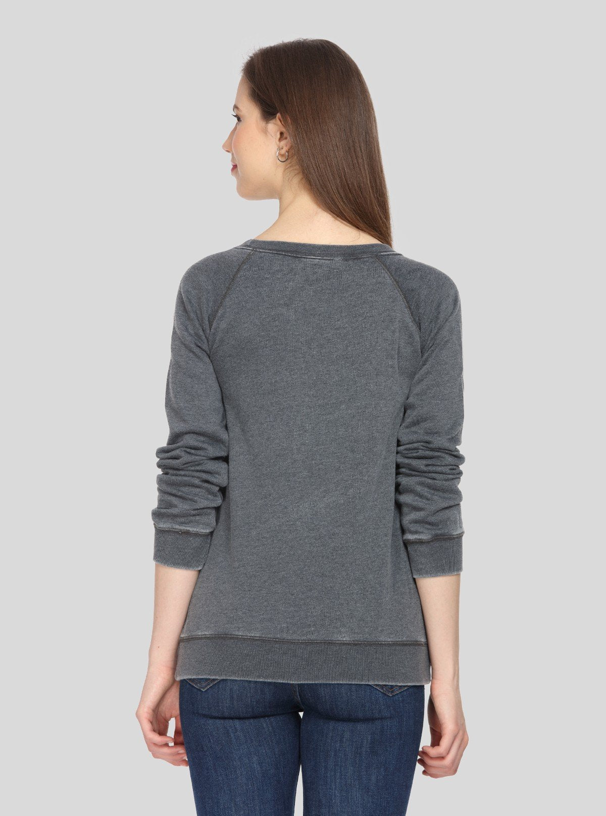 Women’s Black Garment Dyed Full Sleeve Cotton Fleece Pullover - Boer and Fitch