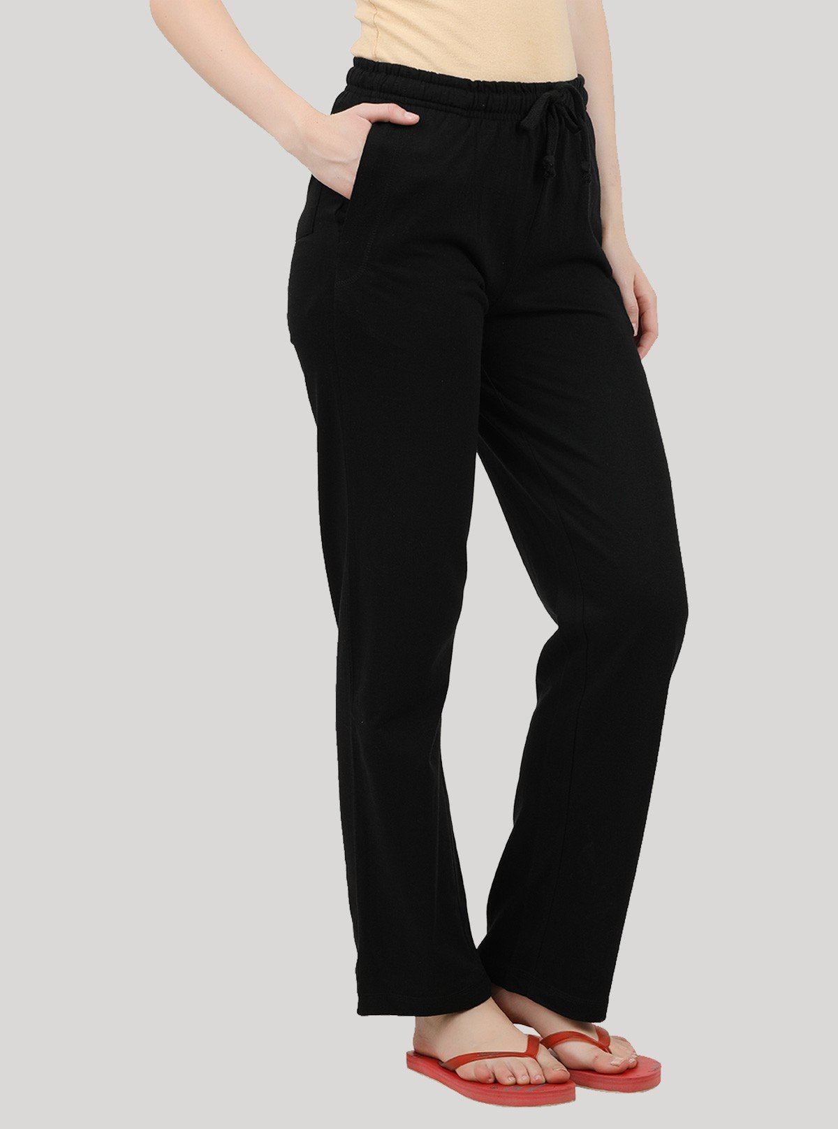 Women’s Black Lounge Pant in Cotton Fleece Knit – Soft, Stylish & Warm - Boer and Fitch