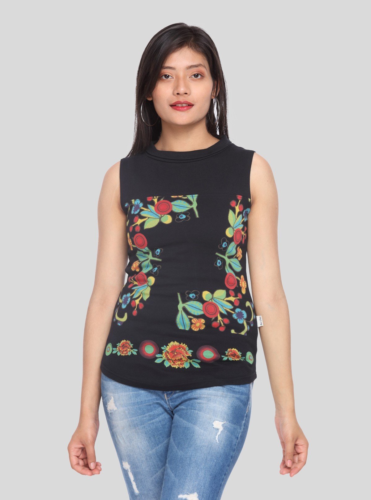 Women’s Black Multifloral Sleeveless Top – Boer and Fitch - Boer and Fitch