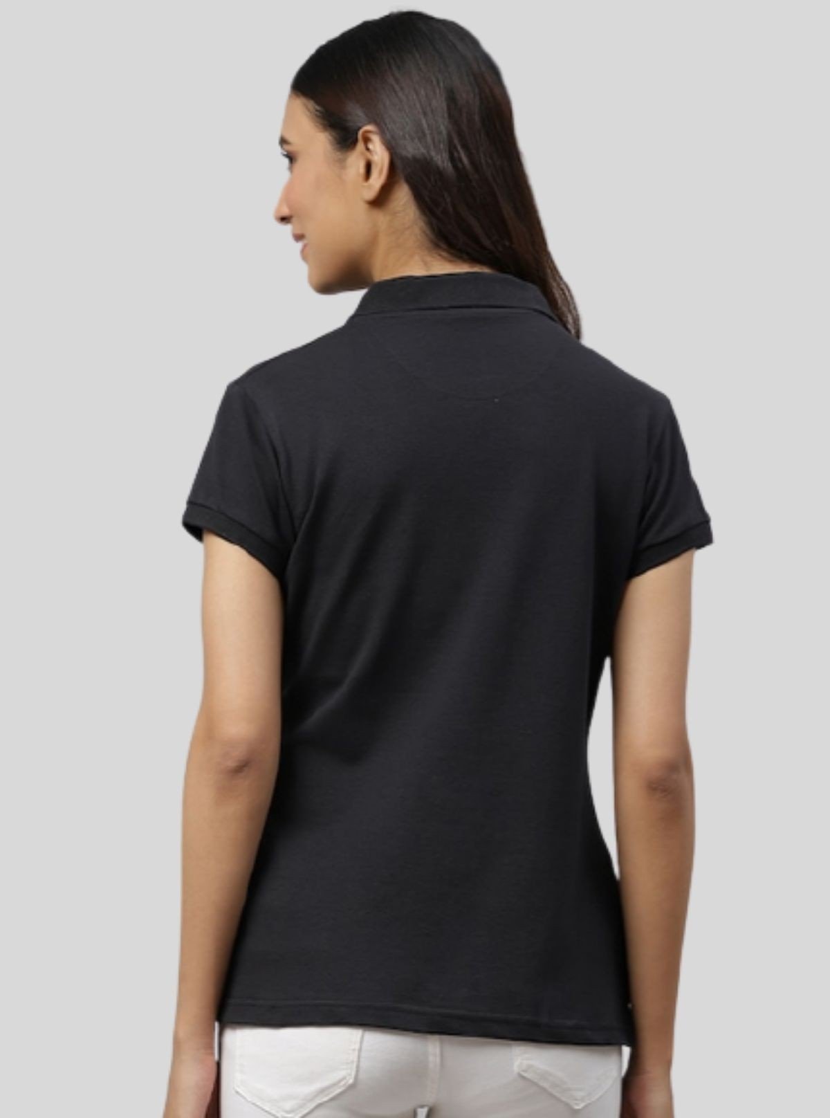 Women's Black Polo T-Shirt with Short Sleeves in Cotton Piqué Fabric | Boer & Fitch - Boer and Fitch