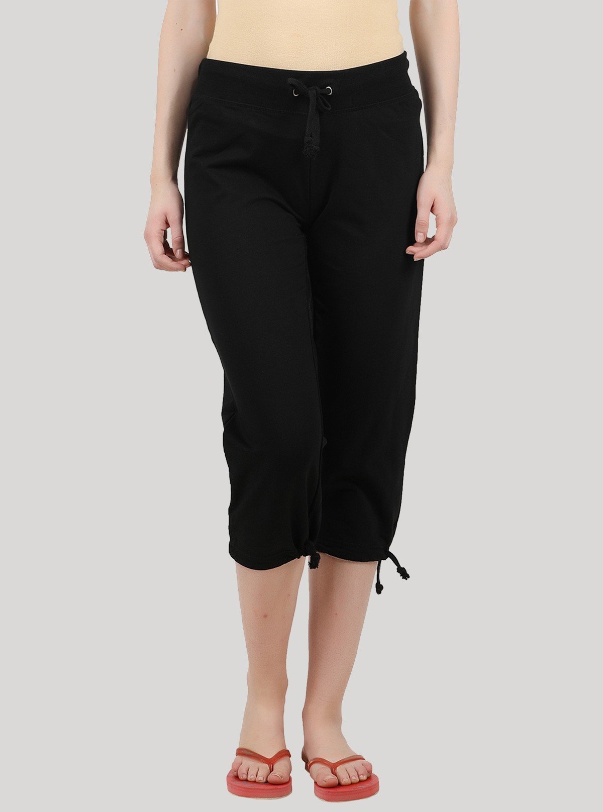 Women’s Black Relaxed Fit Cotton Jersey Capri – Soft, Stylish & Versatile - Boer and Fitch