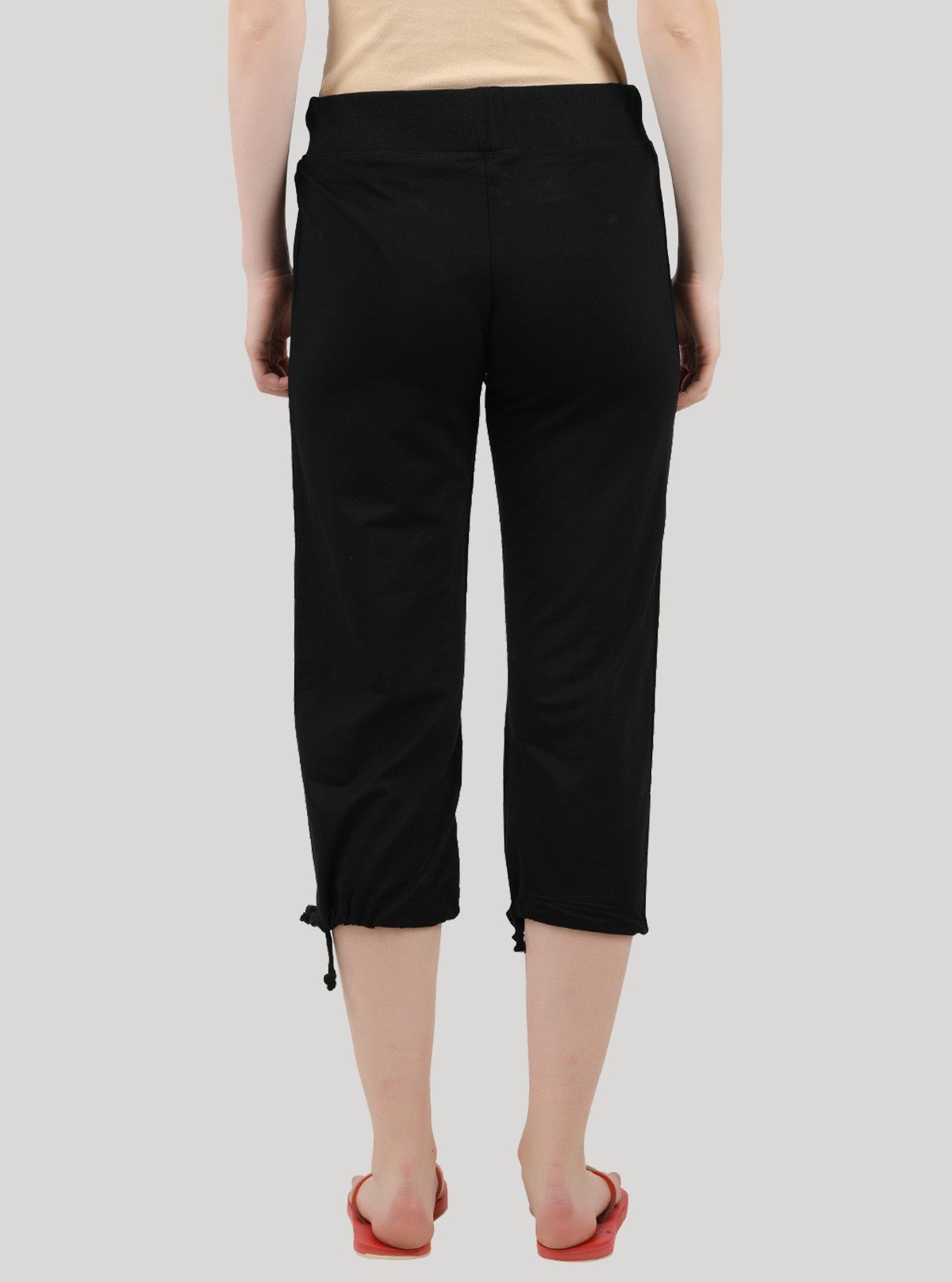 Women’s Black Relaxed Fit Cotton Jersey Capri – Soft, Stylish & Versatile - Boer and Fitch
