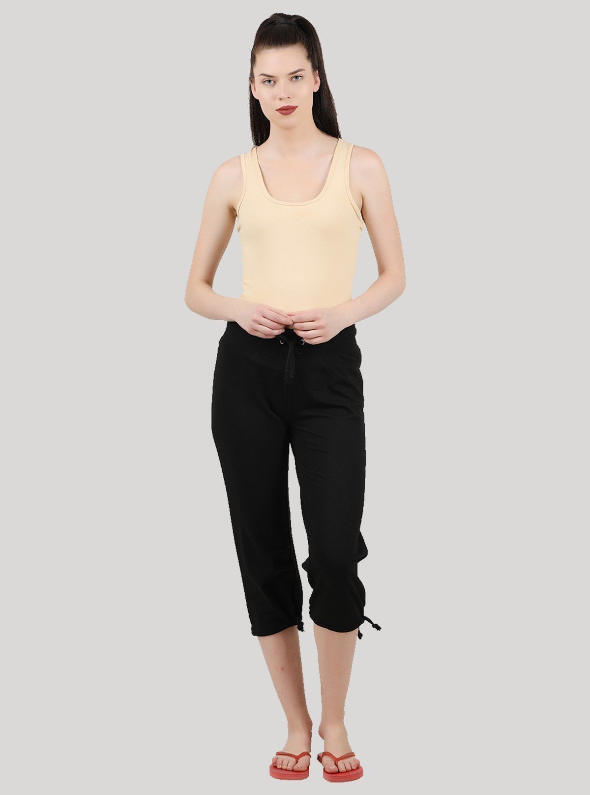 Women’s Black Relaxed Fit Cotton Jersey Capri – Soft, Stylish & Versatile - Boer and Fitch