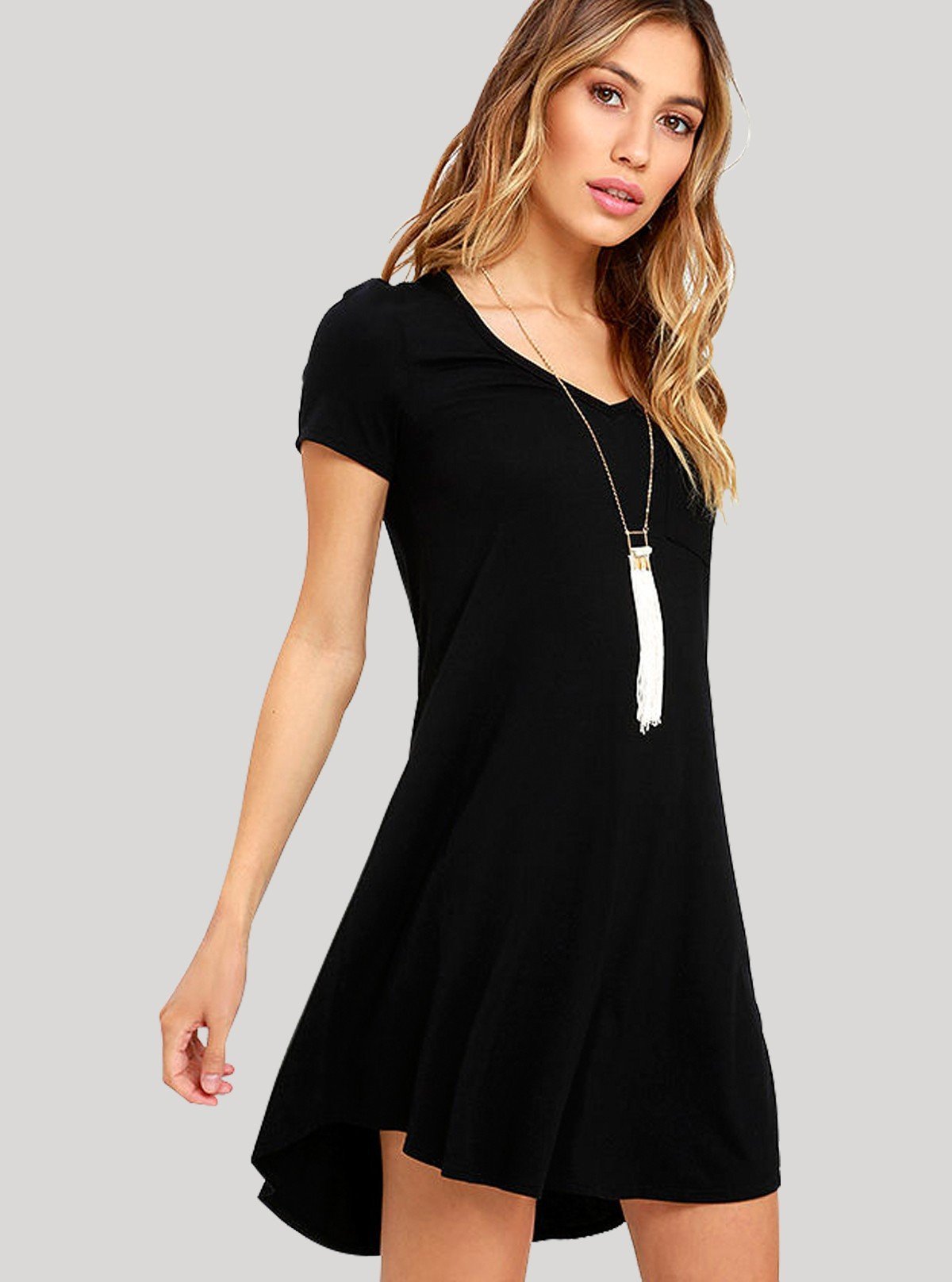 Women's Black Sleeveless jersey Short Dress in Cotton Elastane Fabric - Boer and Fitch