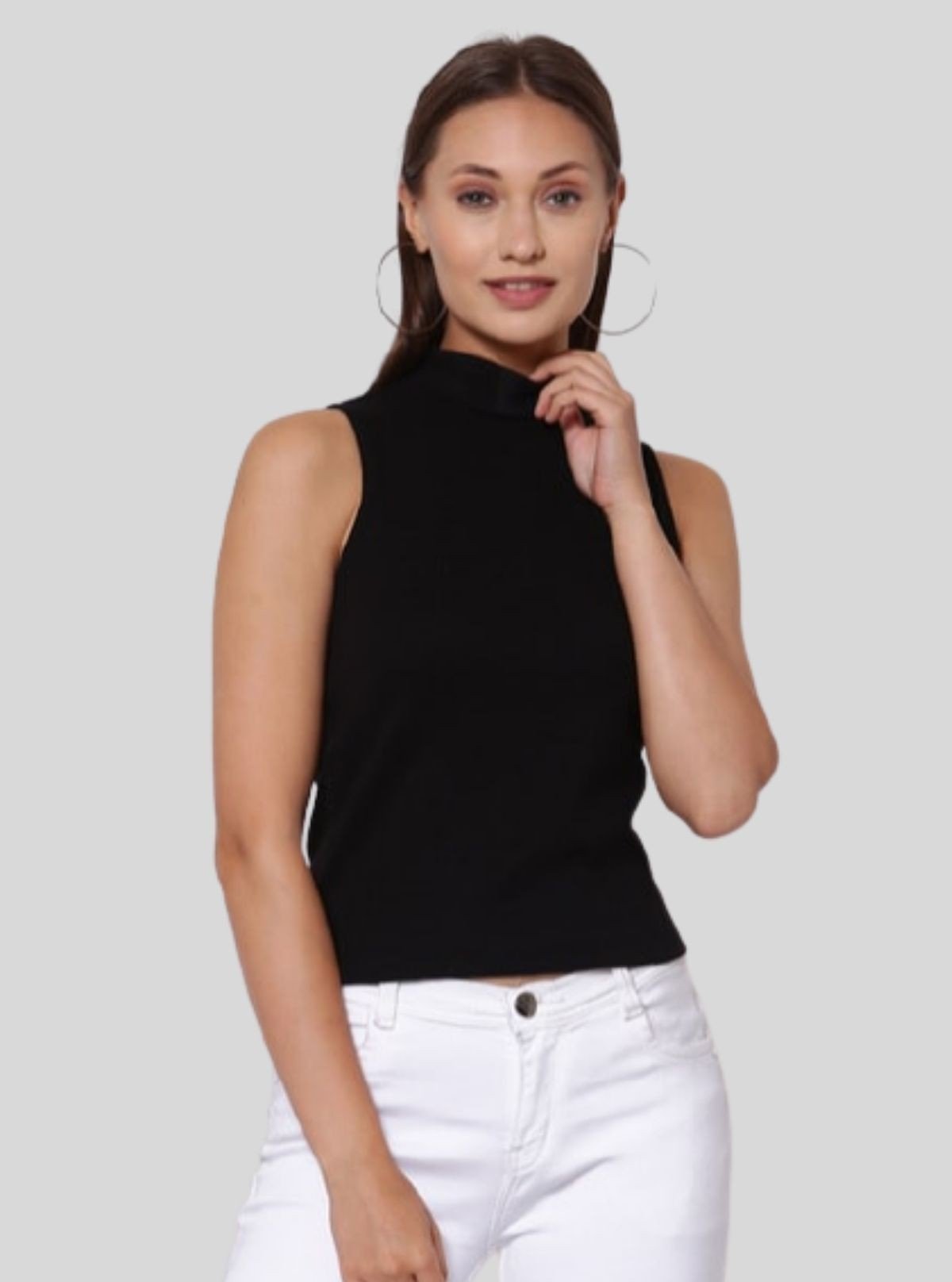 Women's Black Sleeveless Turtle Neck Top – Classic & Chic Style - Boer and Fitch