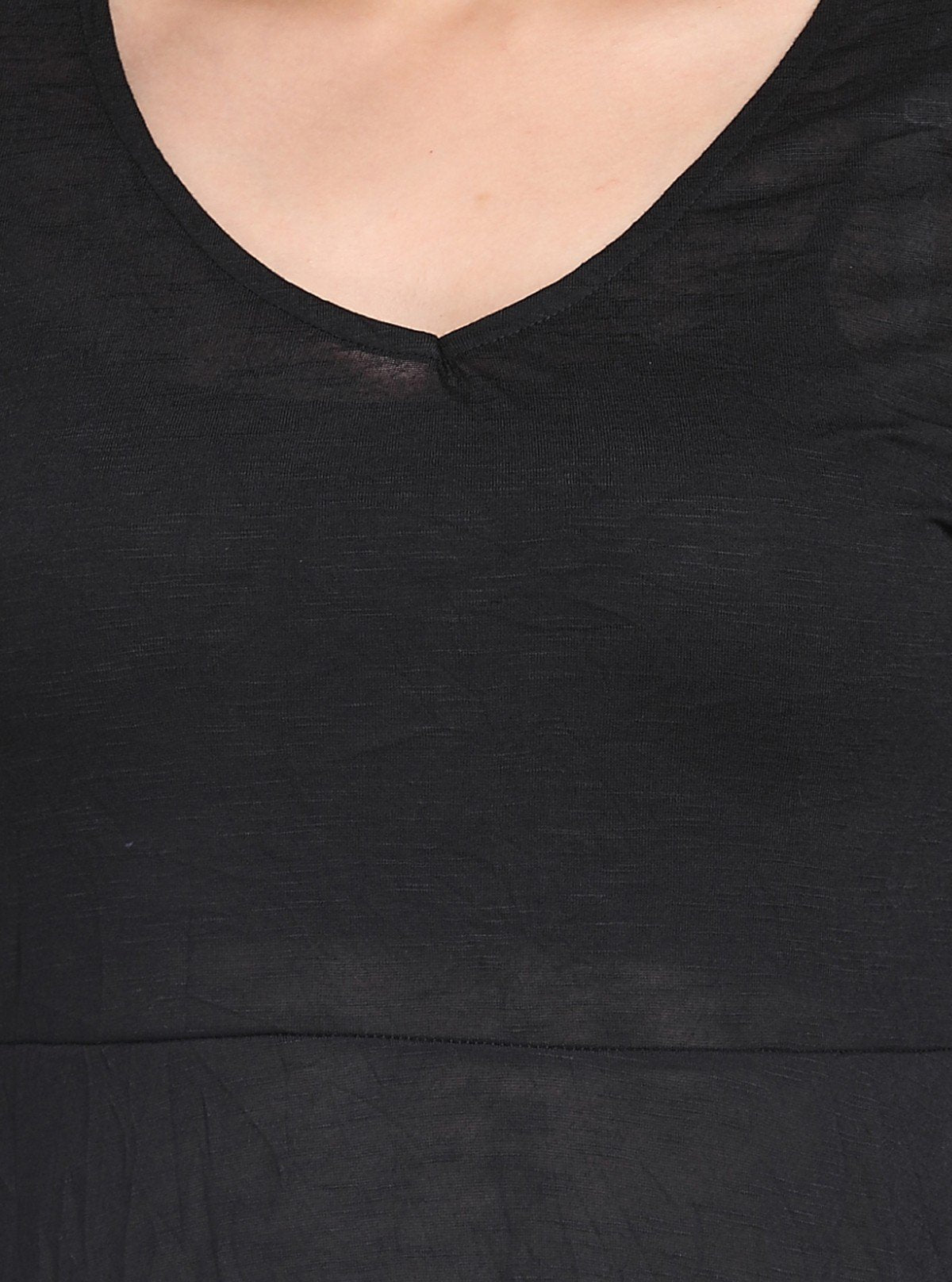 Women's Black Solid Dress in 100% Cotton Feather Touch Fabric - Boer and Fitch