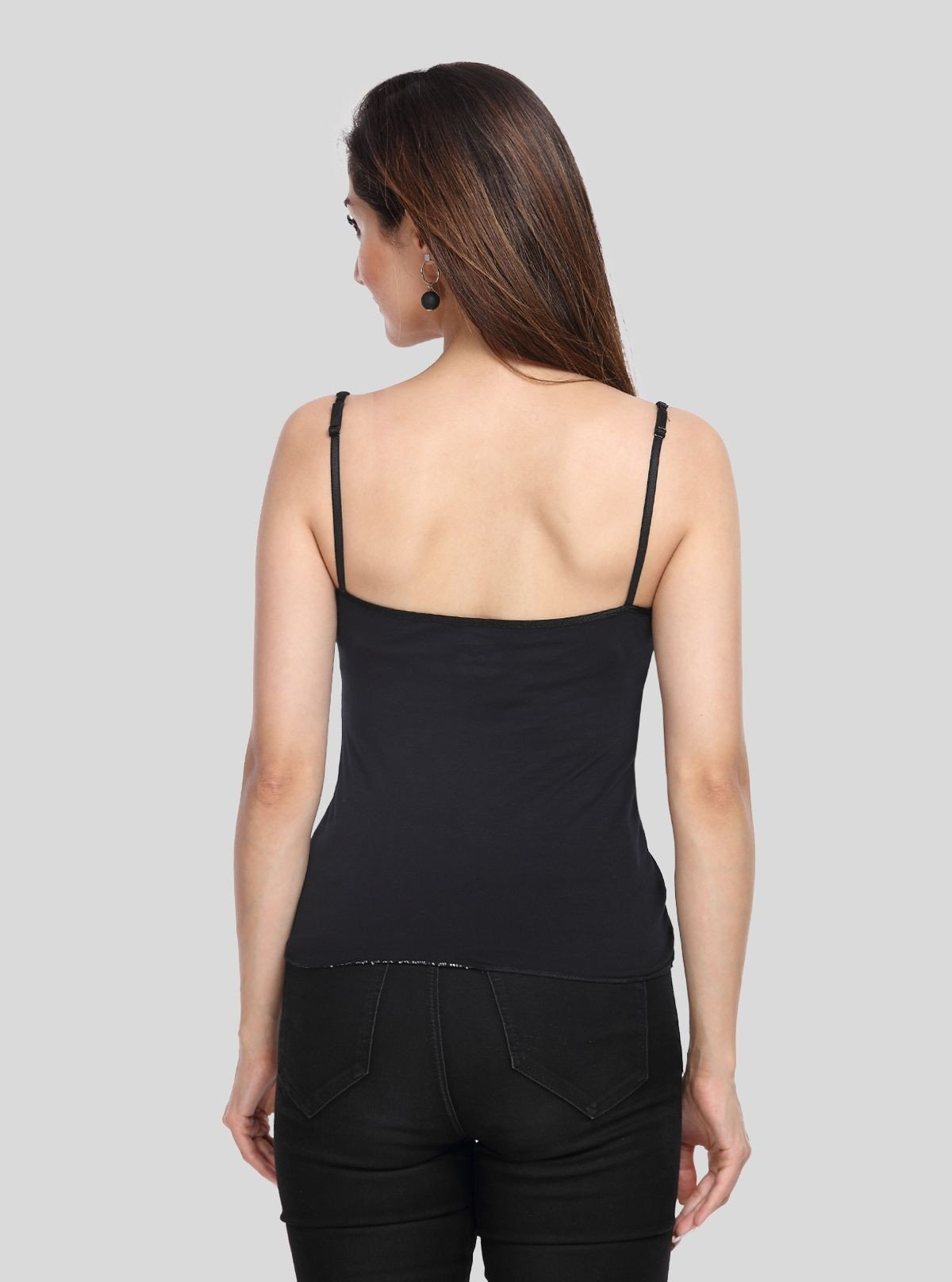 Women’s Black Spaghetti Top with Floral Heart Print | Boer & Fitch - Boer and Fitch