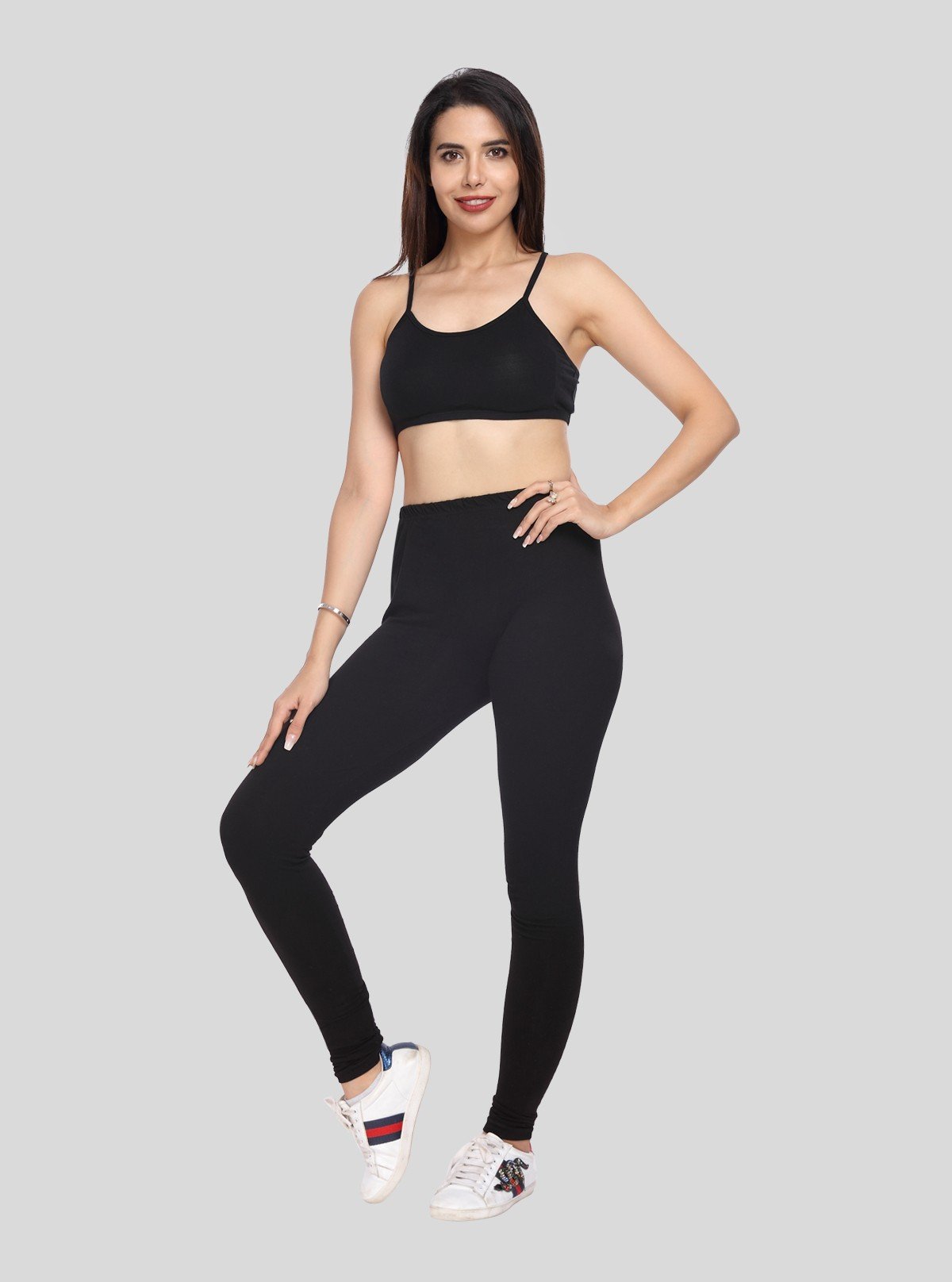 Women’s Black Sports Bra with Straps – Cotton Elastane Jersey Knit - Boer and Fitch