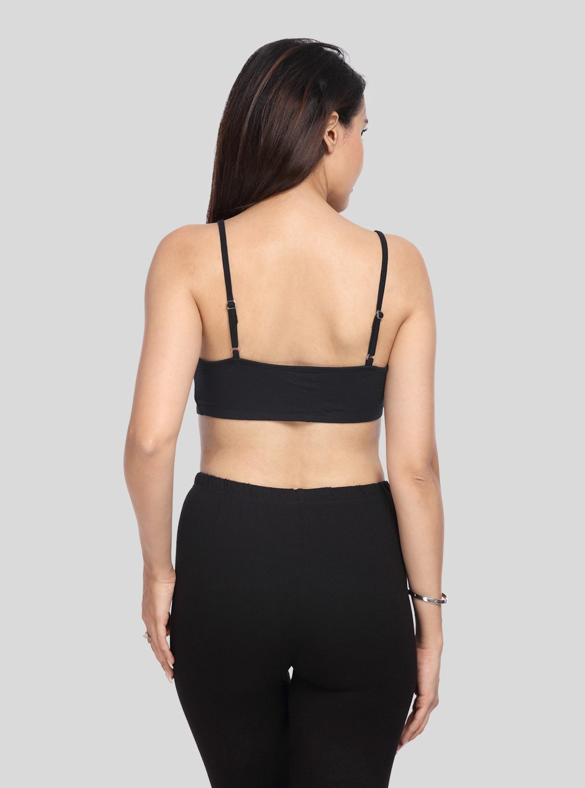 Women’s Black Sports Bra with Straps – Cotton Elastane Jersey Knit - Boer and Fitch