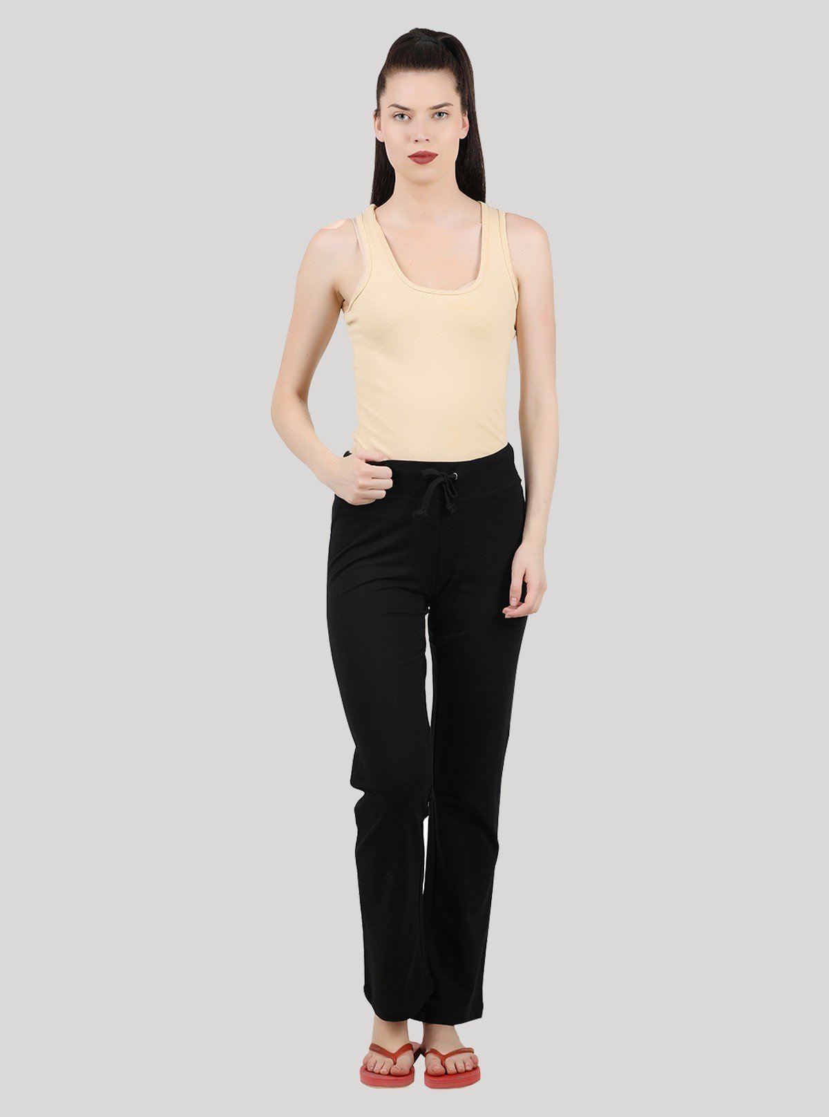 Women’s Black Stretch Jogging Pant in Cotton Fleece Knit Fabric - Boer and Fitch