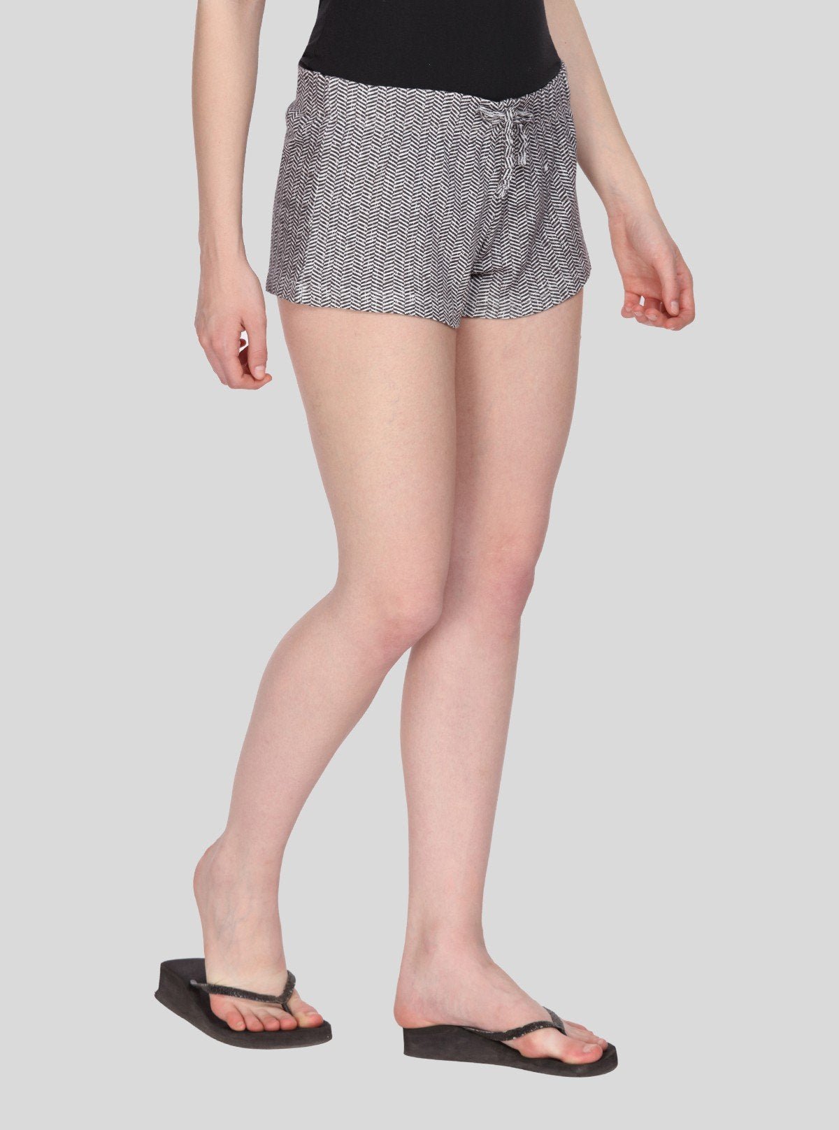 Women’s Black Stripe Cotton Jersey Shorts – Sleek, Soft & Everyday Comfort - Boer and Fitch