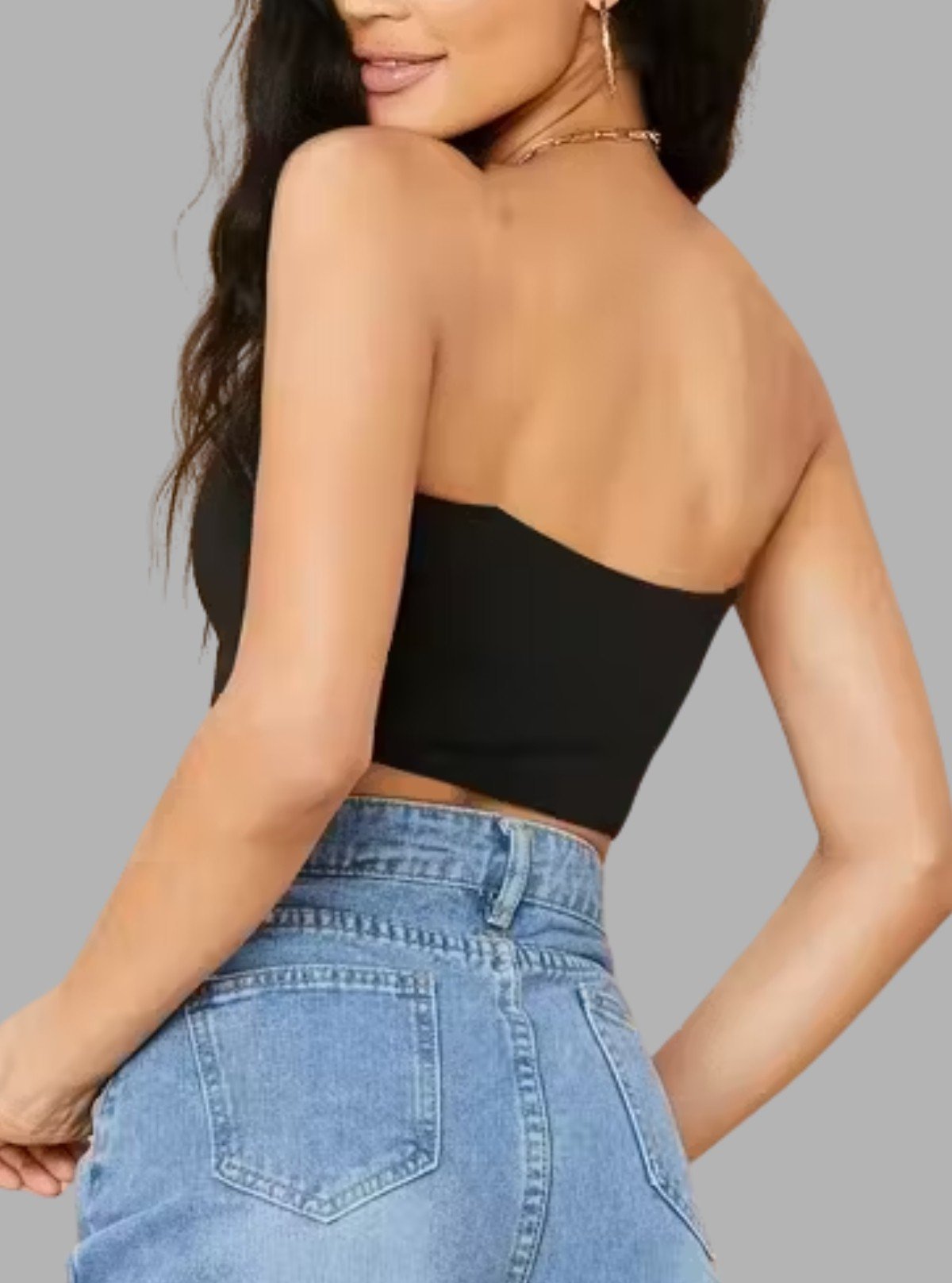 Women’s Black Tube Bra in Cotton Elastane – Seamless Comfort & Stretch - Boer and Fitch
