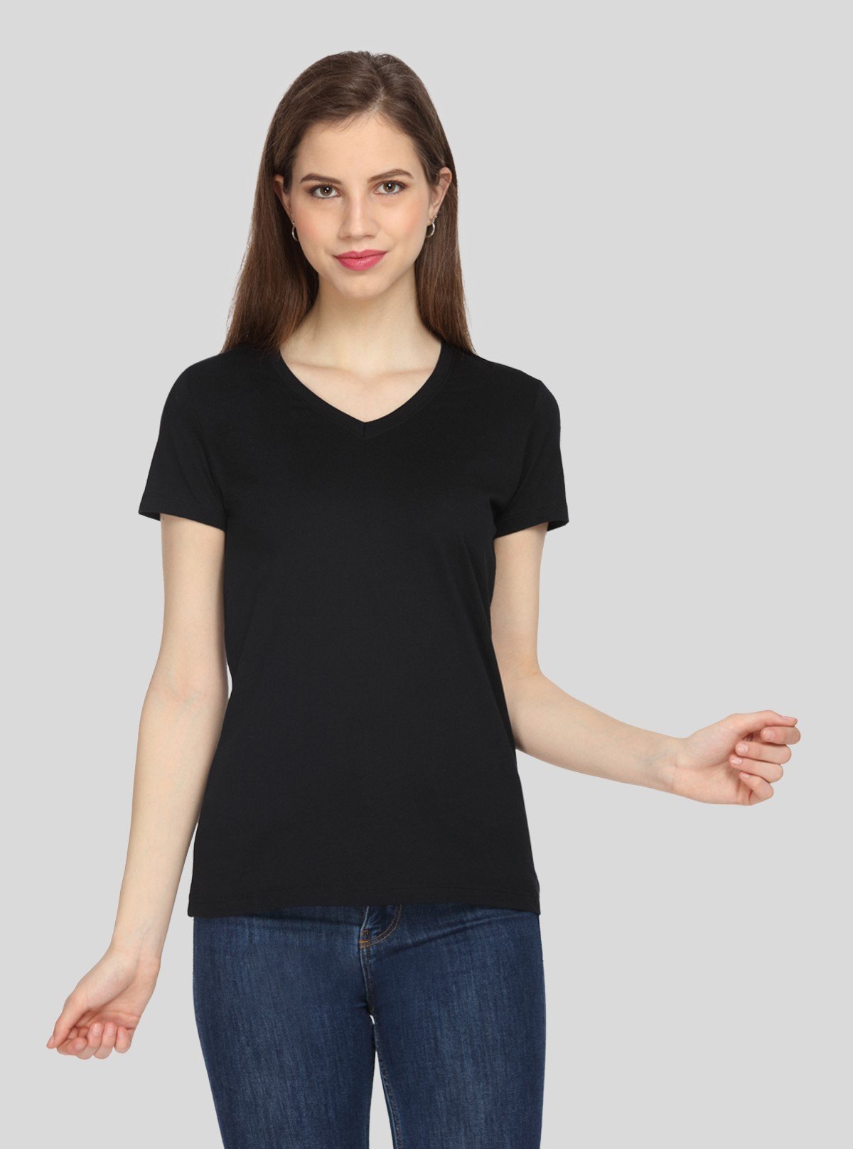 Women’s Black V - Neck Short Sleeve Cotton Jersey T-Shirt by Boer and Fitch - Boer and Fitch