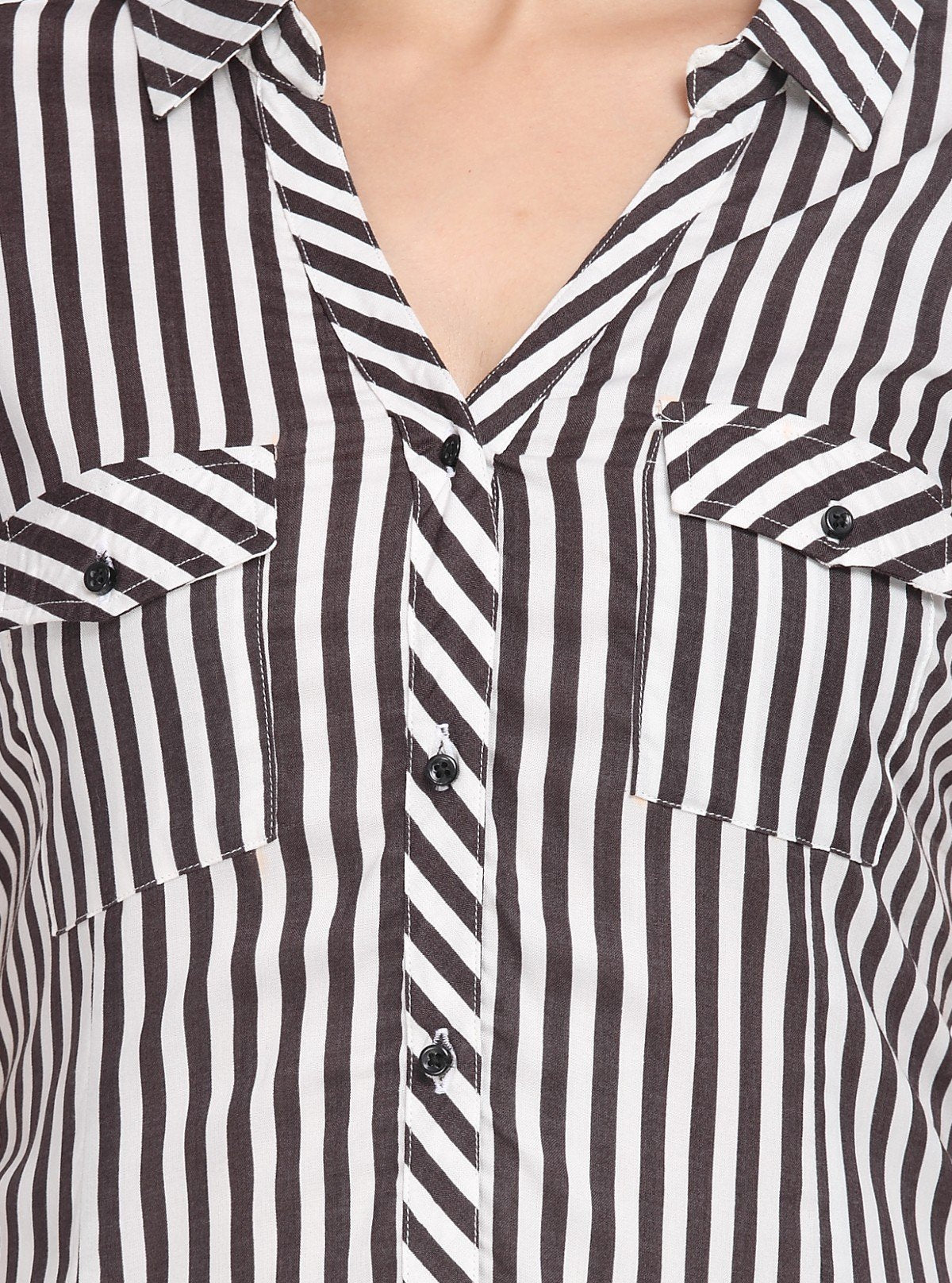 Women’s Black Vertical Stripe Short Sleeve Shirt by Boer and Fitch - Boer and Fitch