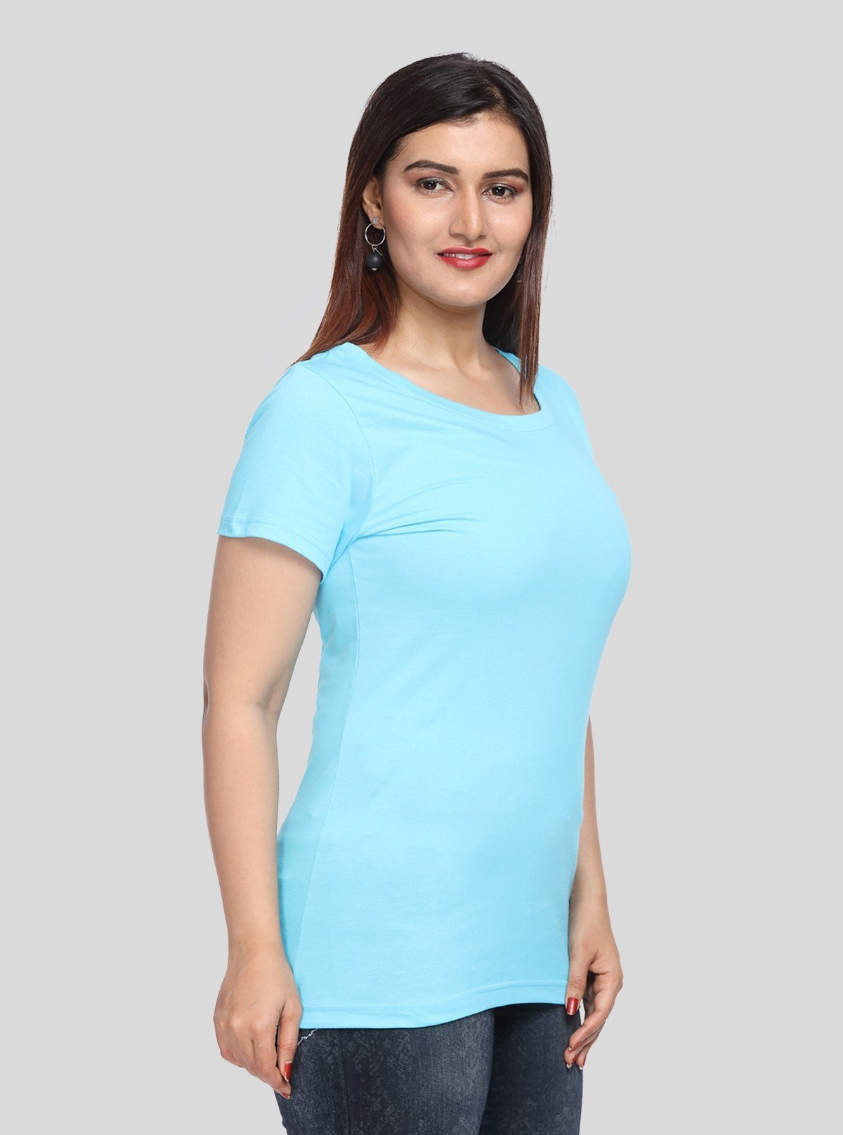 Women's Blizzard Blue Crew Neck Cotton Jersey Short Sleeve T-Shirt by Boer and Fitch - Boer and Fitch