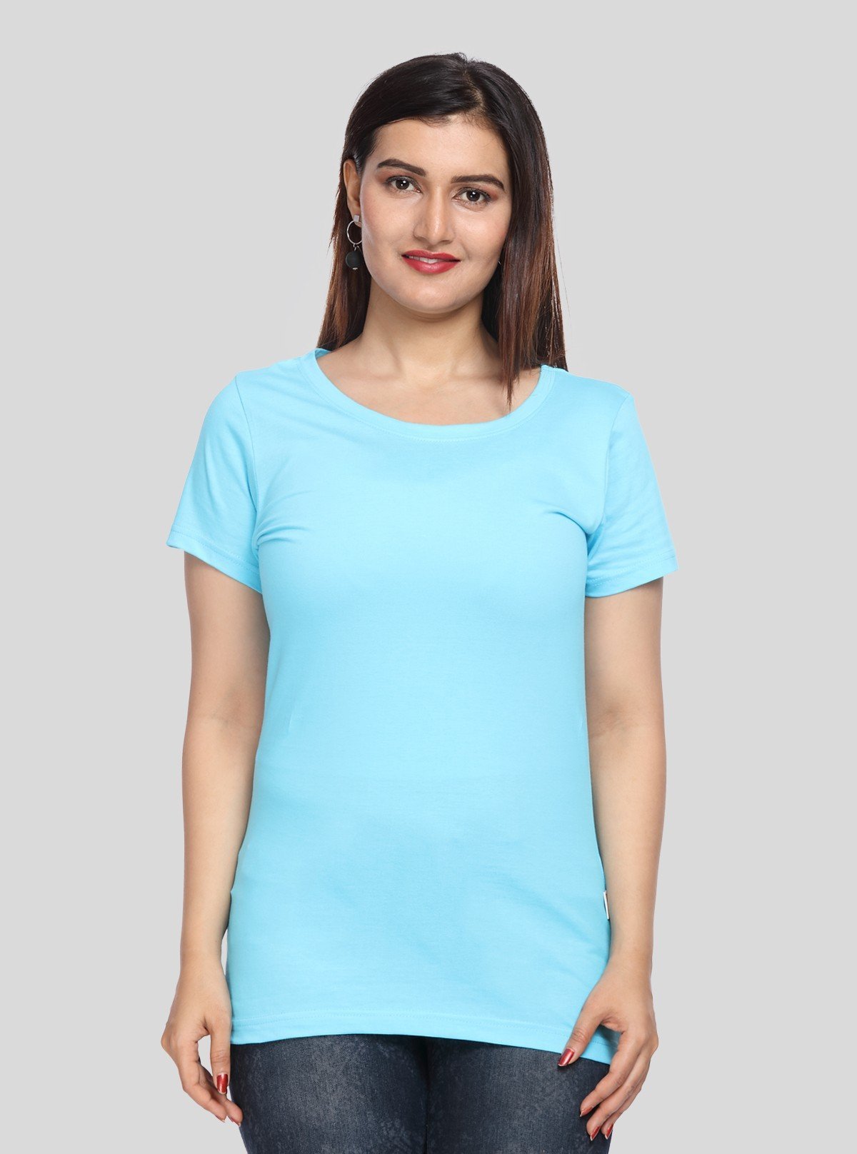 Women's Blizzard Blue Crew Neck Cotton Jersey Short Sleeve T-Shirt by Boer and Fitch - Boer and Fitch