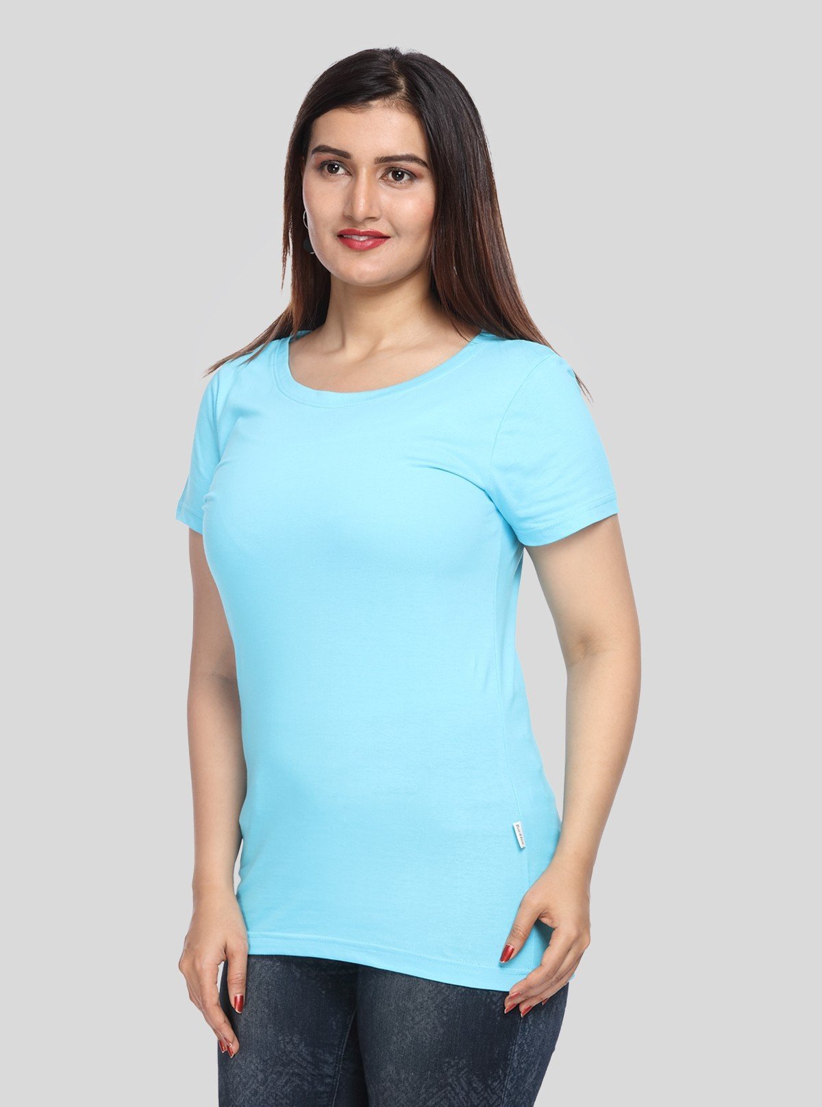 Women's Blizzard Blue Crew Neck Cotton Jersey Short Sleeve T-Shirt by Boer and Fitch - Boer and Fitch