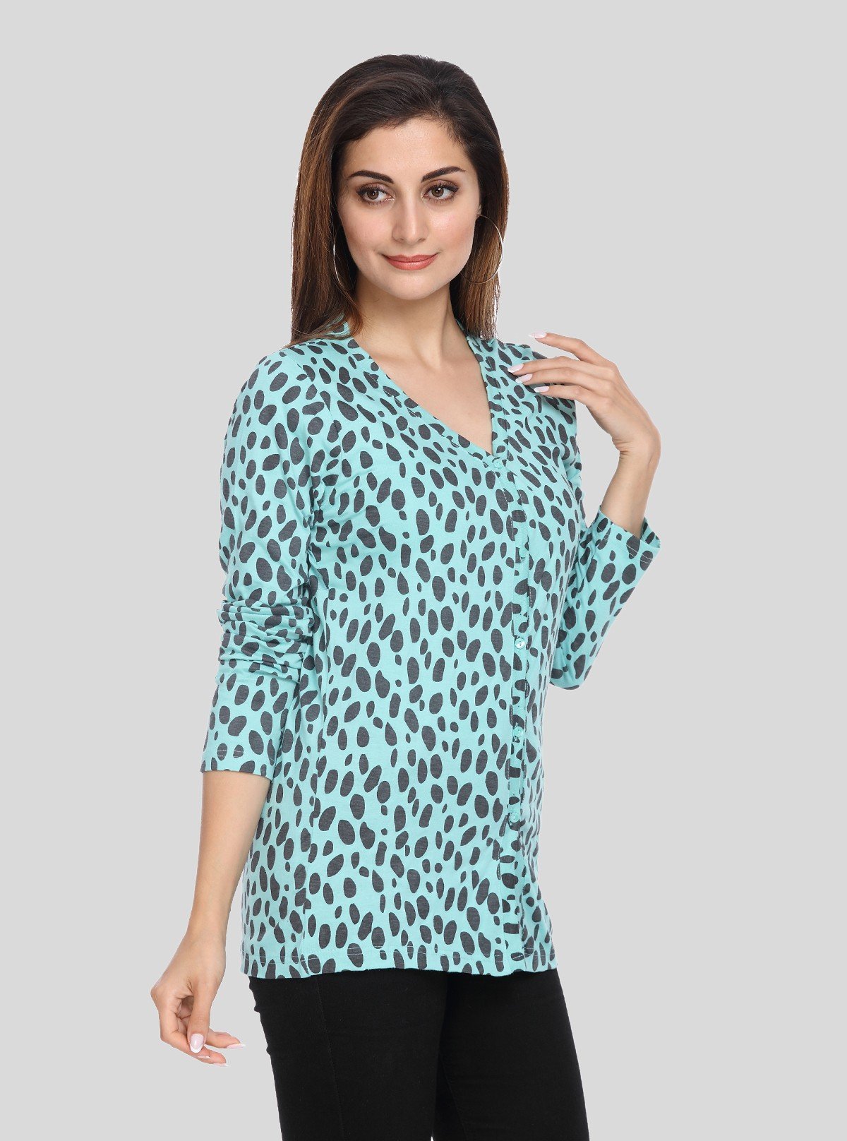 Women's Blue Cheetah Drop Top – Wild Elegance with Urban Edge by Boer & Fitch - Boer and Fitch