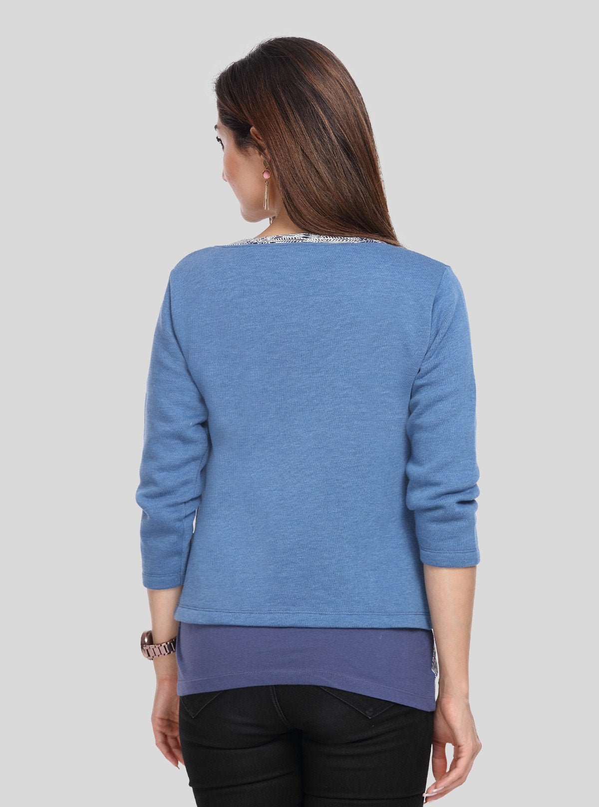 Women's Blue Cotton Shrug with Printed Inner Top Set – Boer and Fitch - Boer and Fitch