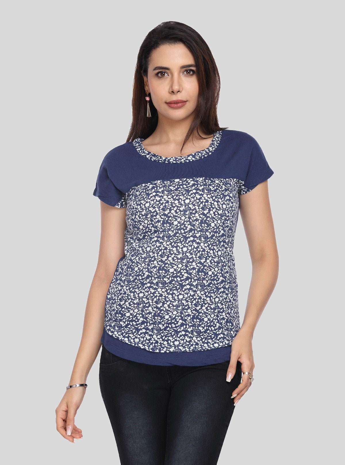 Women's Blue Distressed Top – Edgy, Casual Street Style by Boer & Fitch - Boer and Fitch