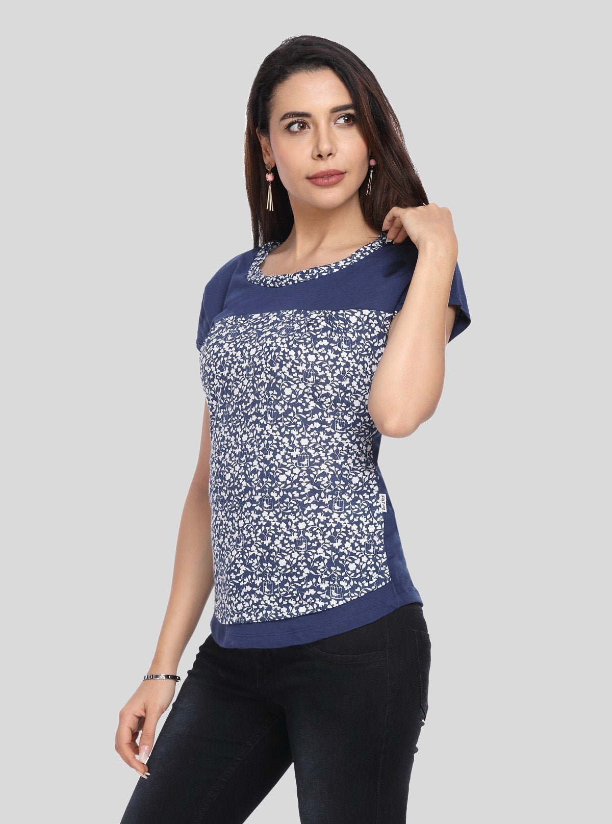 Women's Blue Distressed Top – Edgy, Casual Street Style by Boer & Fitch - Boer and Fitch