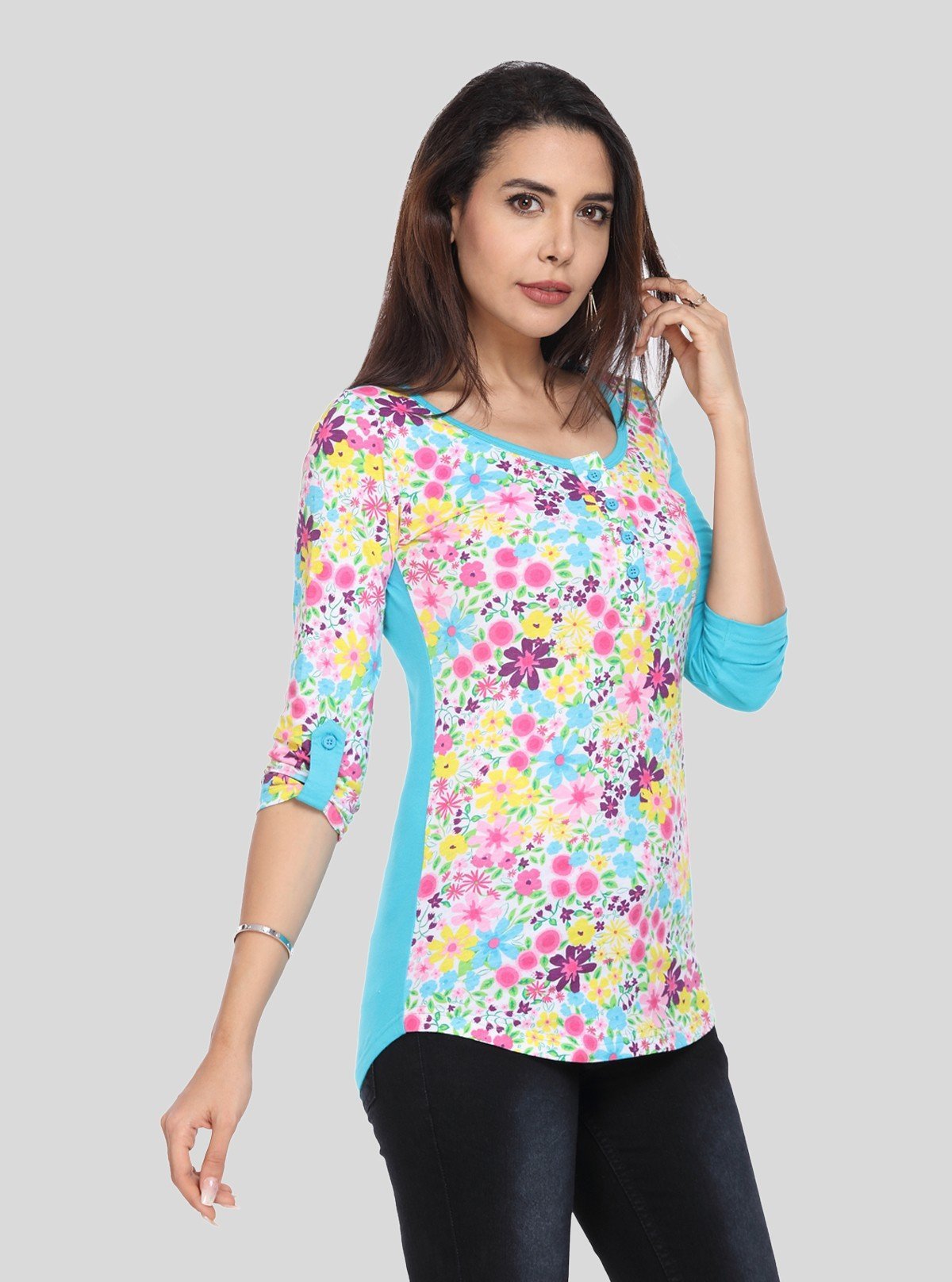 Women's Blue Floral Top – Fresh, Feminine & Elegant by Boer & Fitch - Boer and Fitch