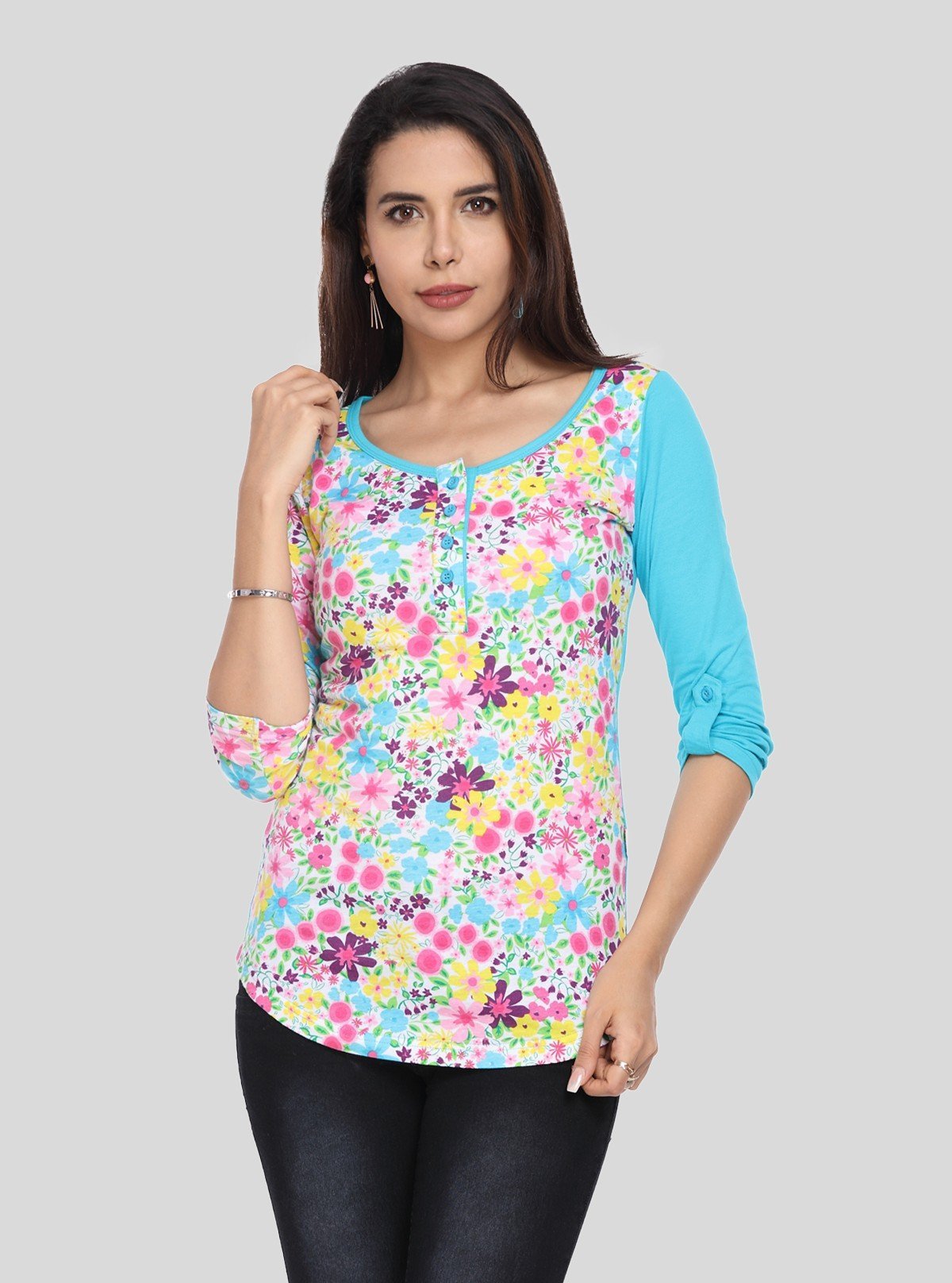 Women's Blue Floral Top – Fresh, Feminine & Elegant by Boer & Fitch - Boer and Fitch