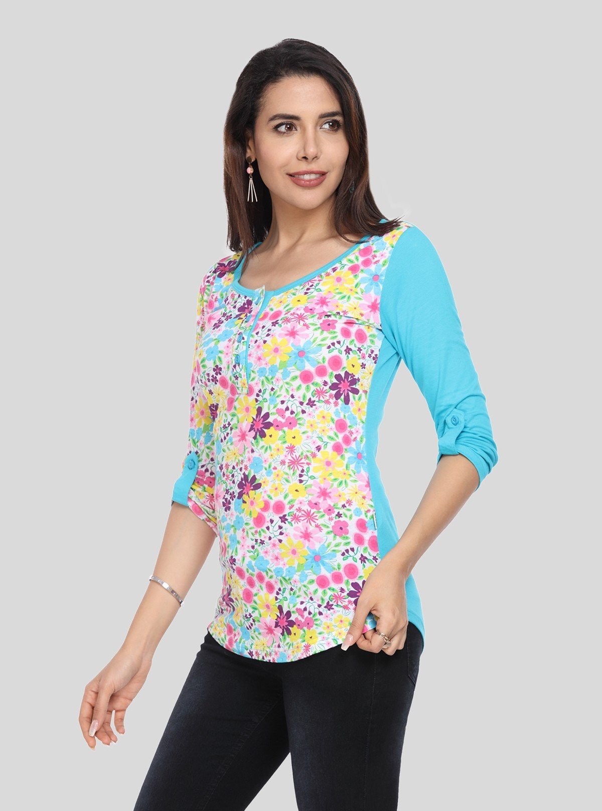 Women's Blue Floral Top – Fresh, Feminine & Elegant by Boer & Fitch - Boer and Fitch